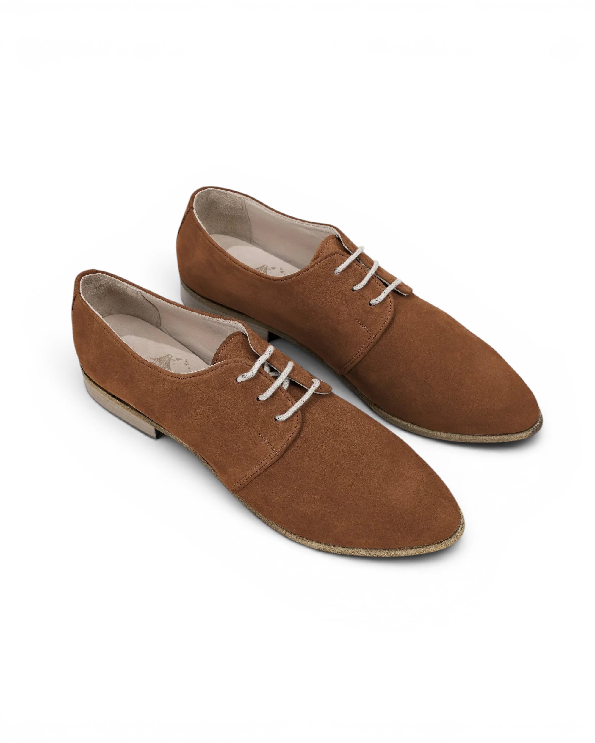 Women's Tan Pointed Toe Oxford - Handcrafted Calf Leather Wide Toe Box | Bespoky