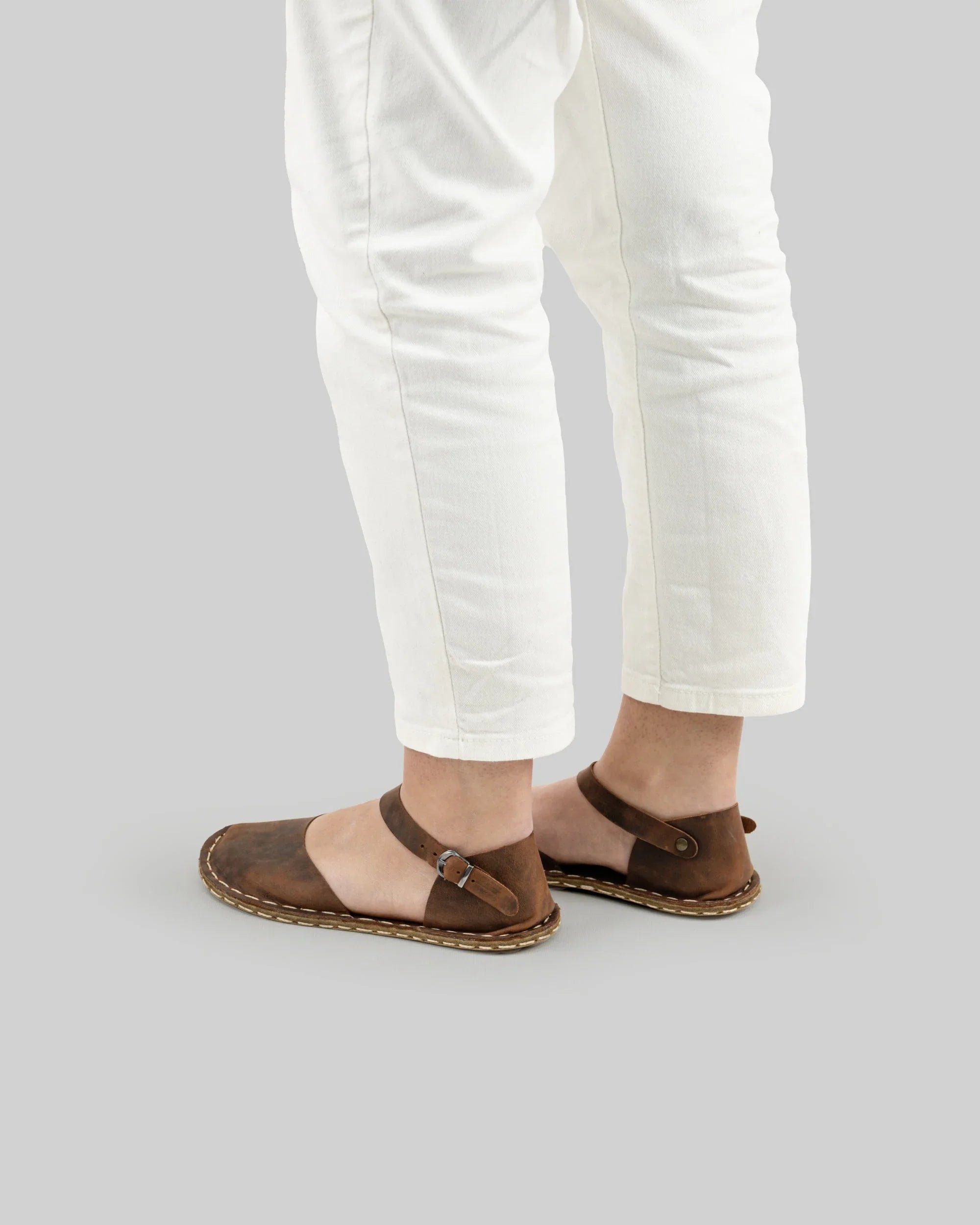 Pair Tan Barefoot Sandal - Barefoot Wide Toe Calf Leather | Bespoky