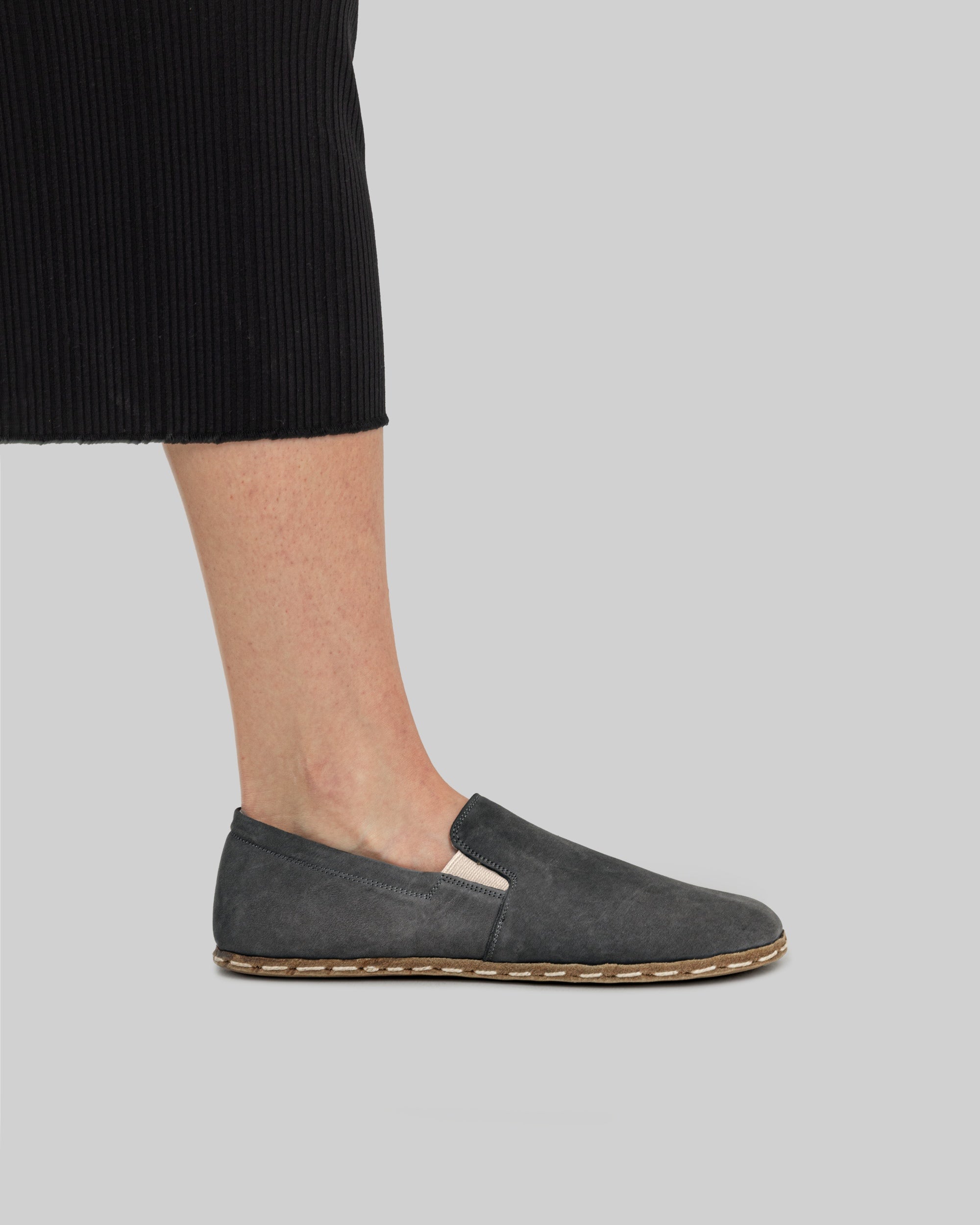 Pair Smoked Nubuck Barefoot Shoes - Barefoot Wide Toe Calf Leather | Bespoky