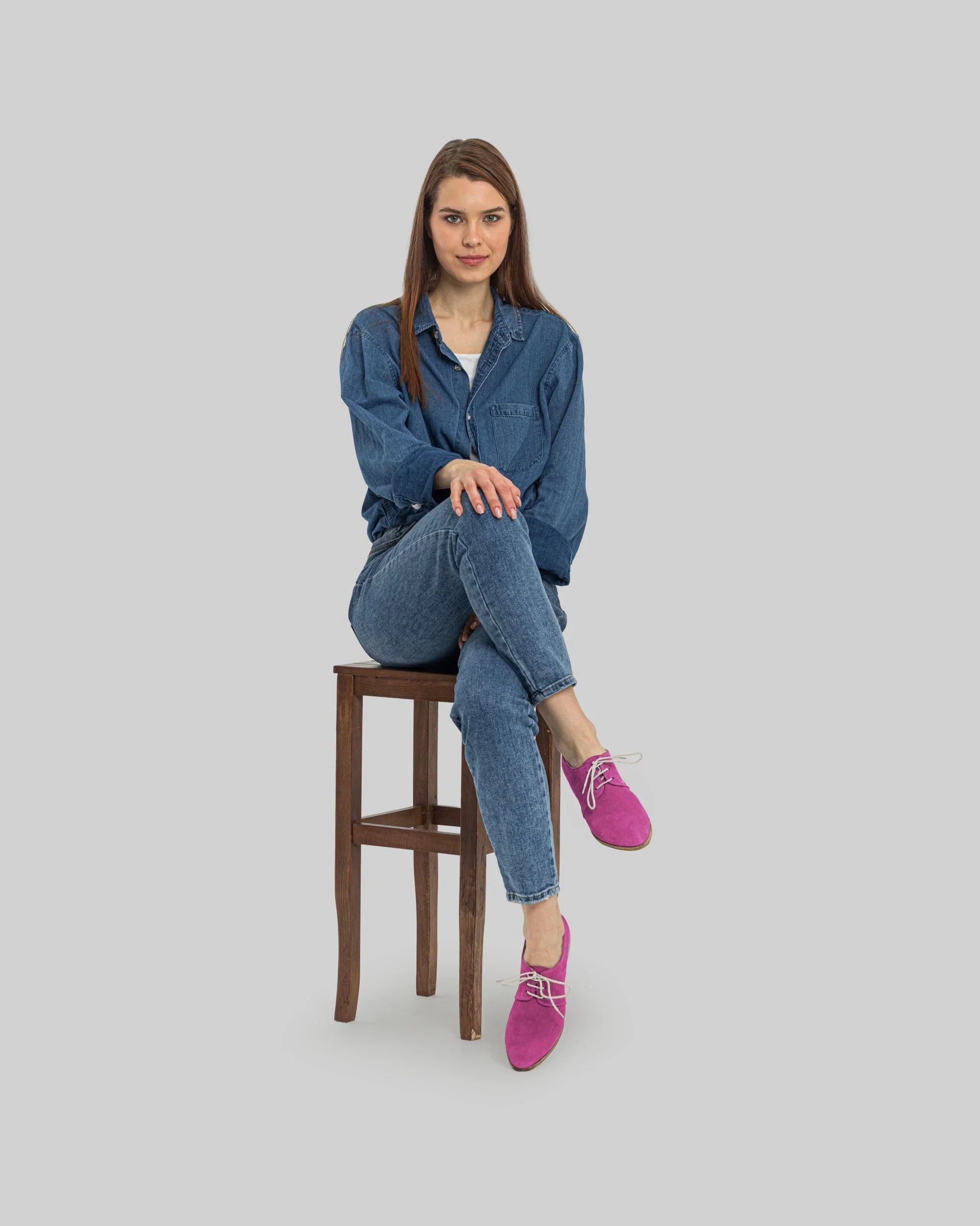 Back view Pink Pointed Toe Oxford - Calf Leather Handcrafted | Bespoky