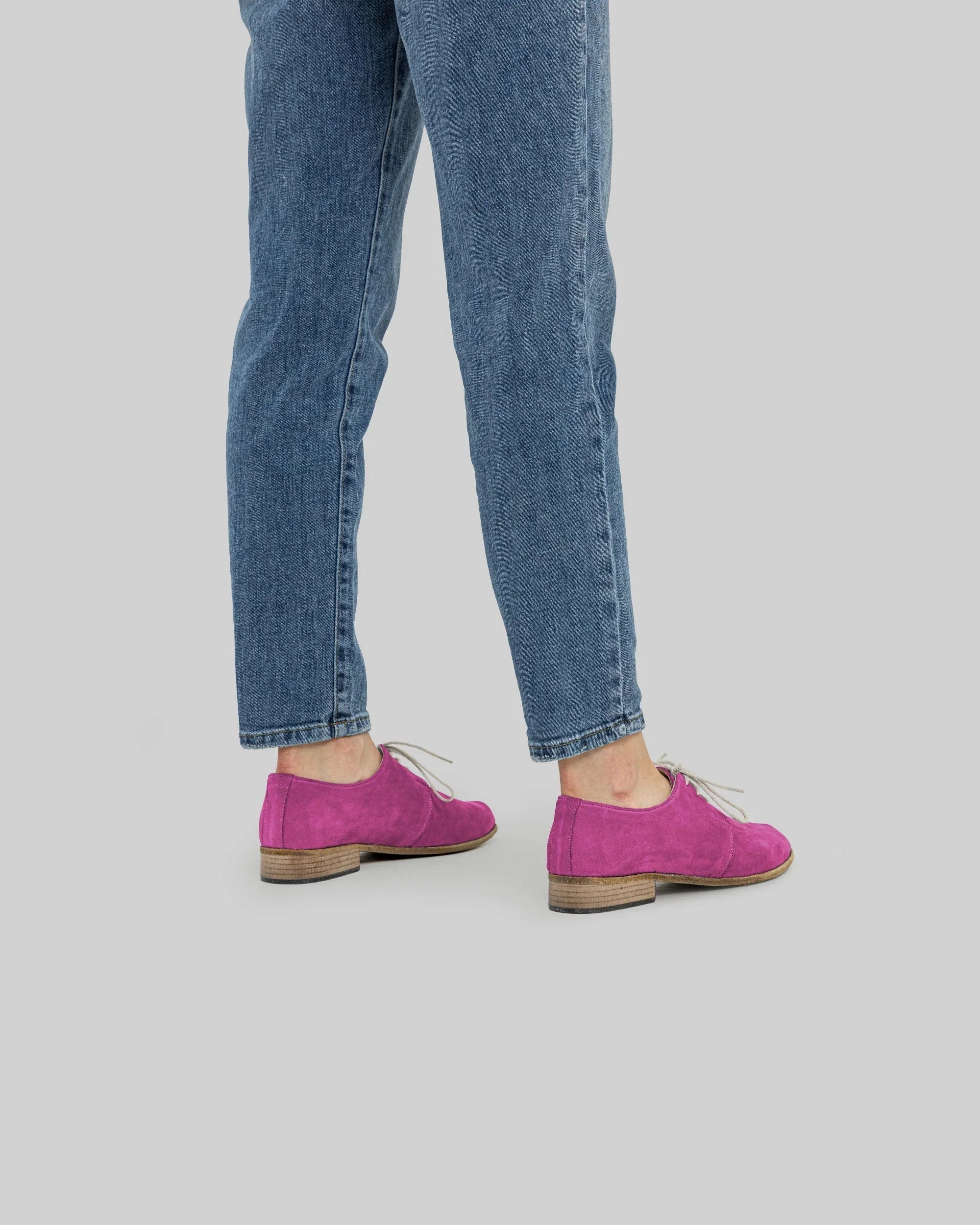 Detail Pink Pointed Toe Oxford - Handcrafted Calf Leather Turkey | Bespoky