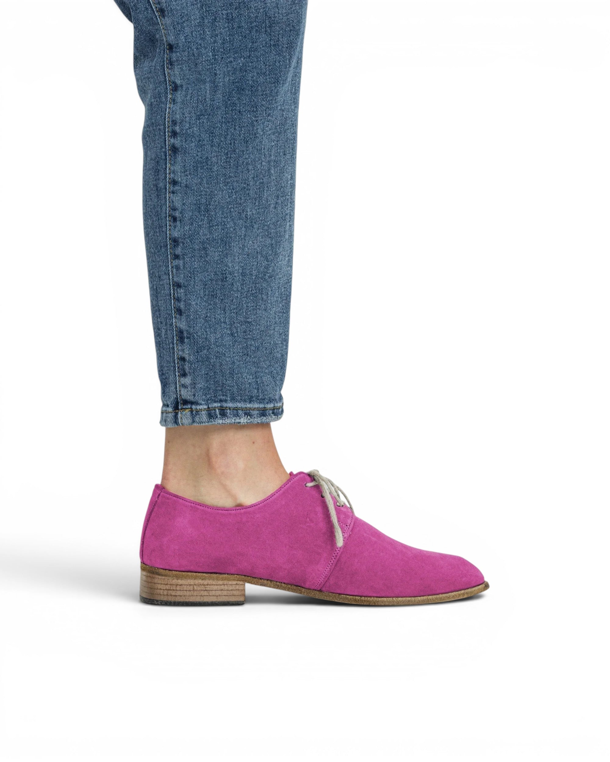 Pair Pink Pointed Toe Oxford - Barefoot Wide Toe Calf Leather | Bespoky