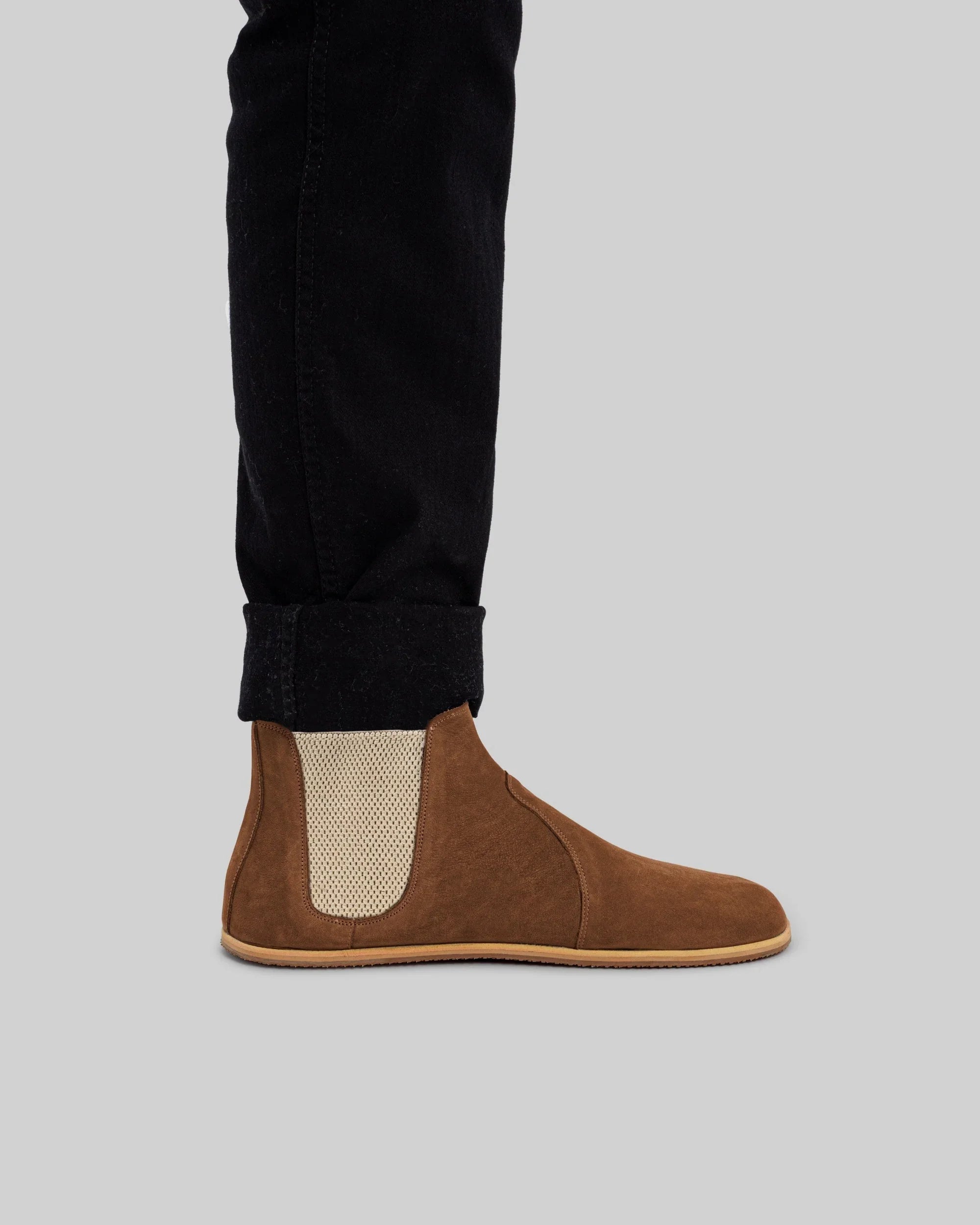 Pair Tan Chelsea Boots - Barefoot Wide Toe Calf Leather | Bespoky