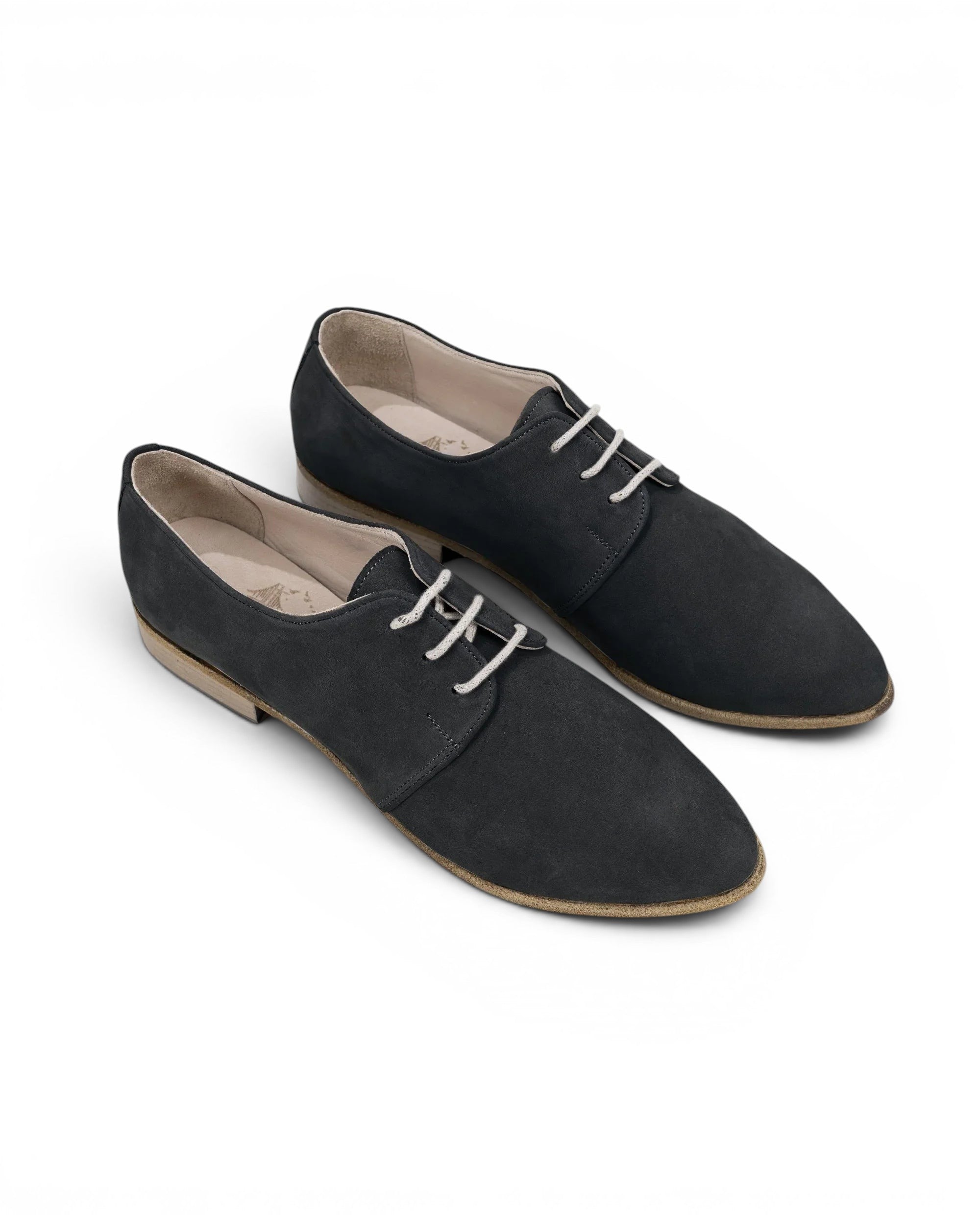 Women's Smoked Pointed Toe Oxford - Handcrafted Calf Leather Wide Toe Box | Bespoky