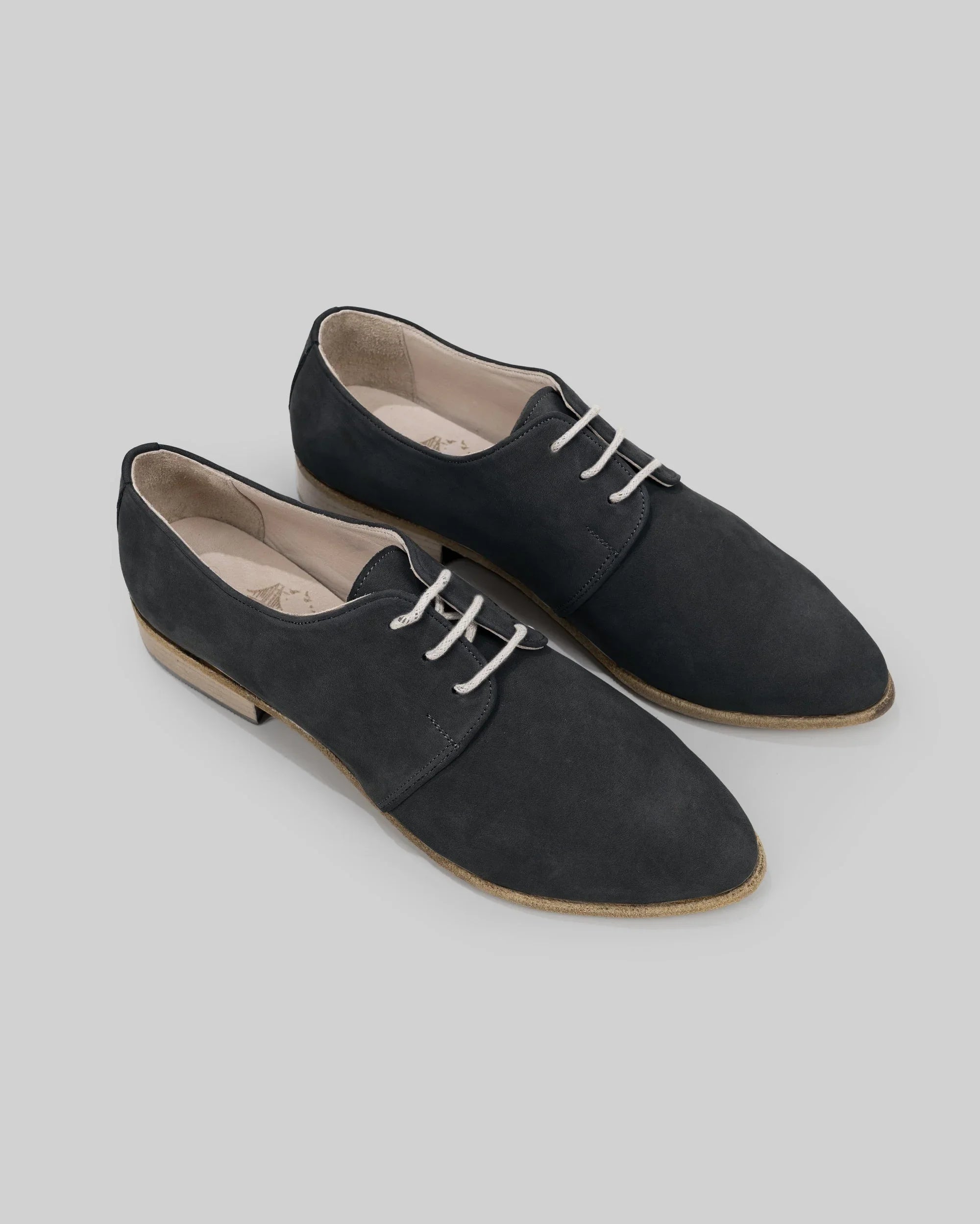 Women's Smoked Pointed Toe Oxford - Handcrafted Calf Leather Wide Toe Box | Bespoky