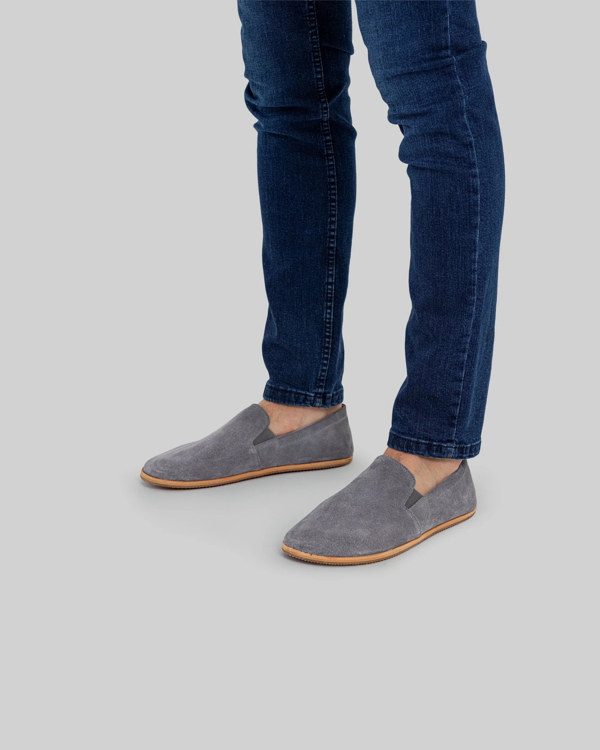 Back view Grey Barefoot Shoes - Calf Leather Handcrafted | Bespoky