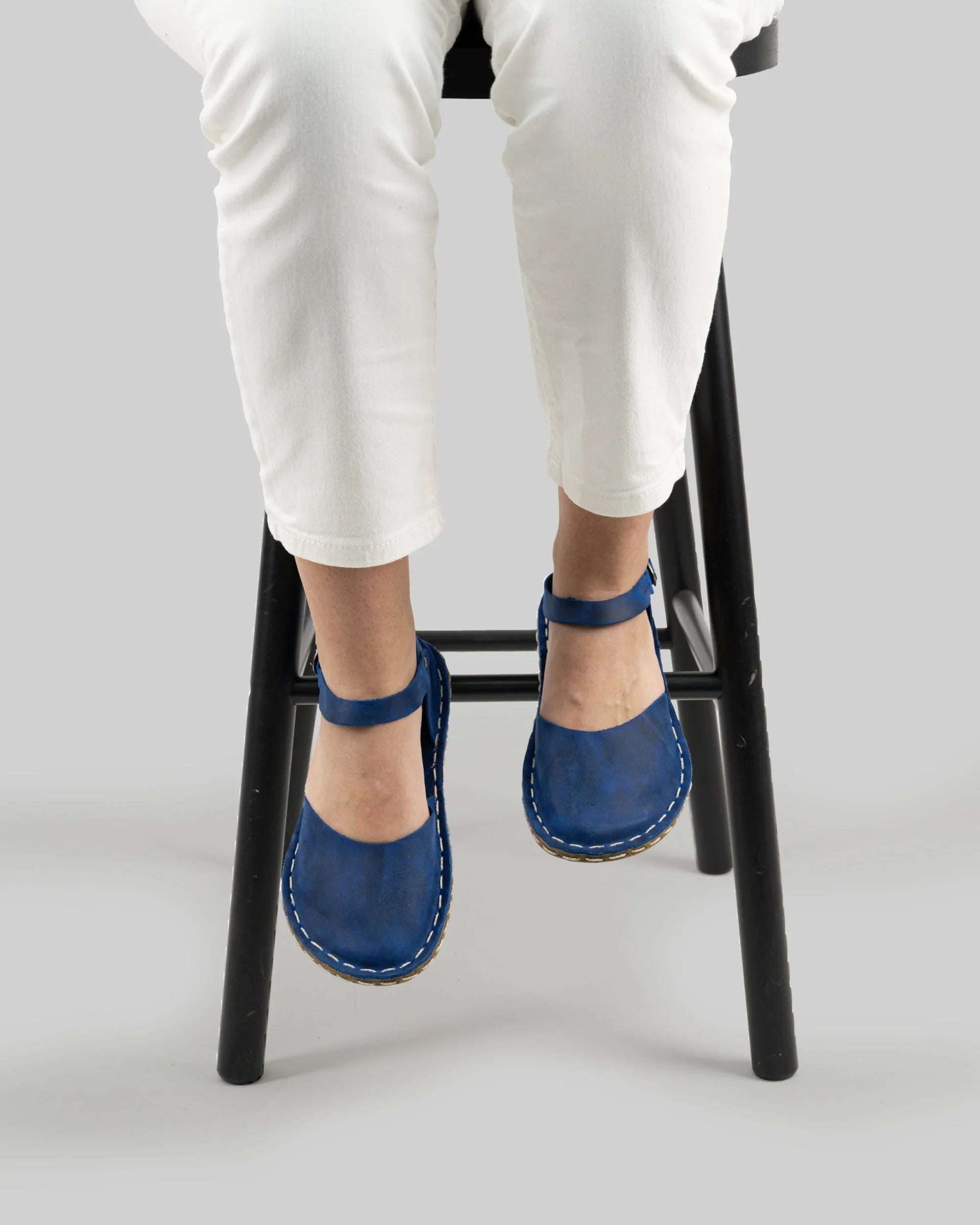 Detail Blue Barefoot Sandal - Handcrafted Calf Leather Turkey | Bespoky