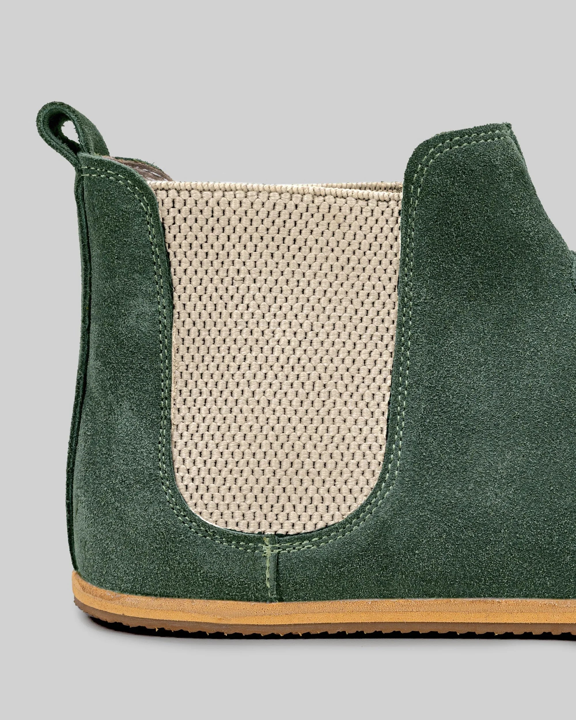 Vista superior Botas Chelsea verdes de ante - Cuero de becerro hecho a mano | Bespoky
