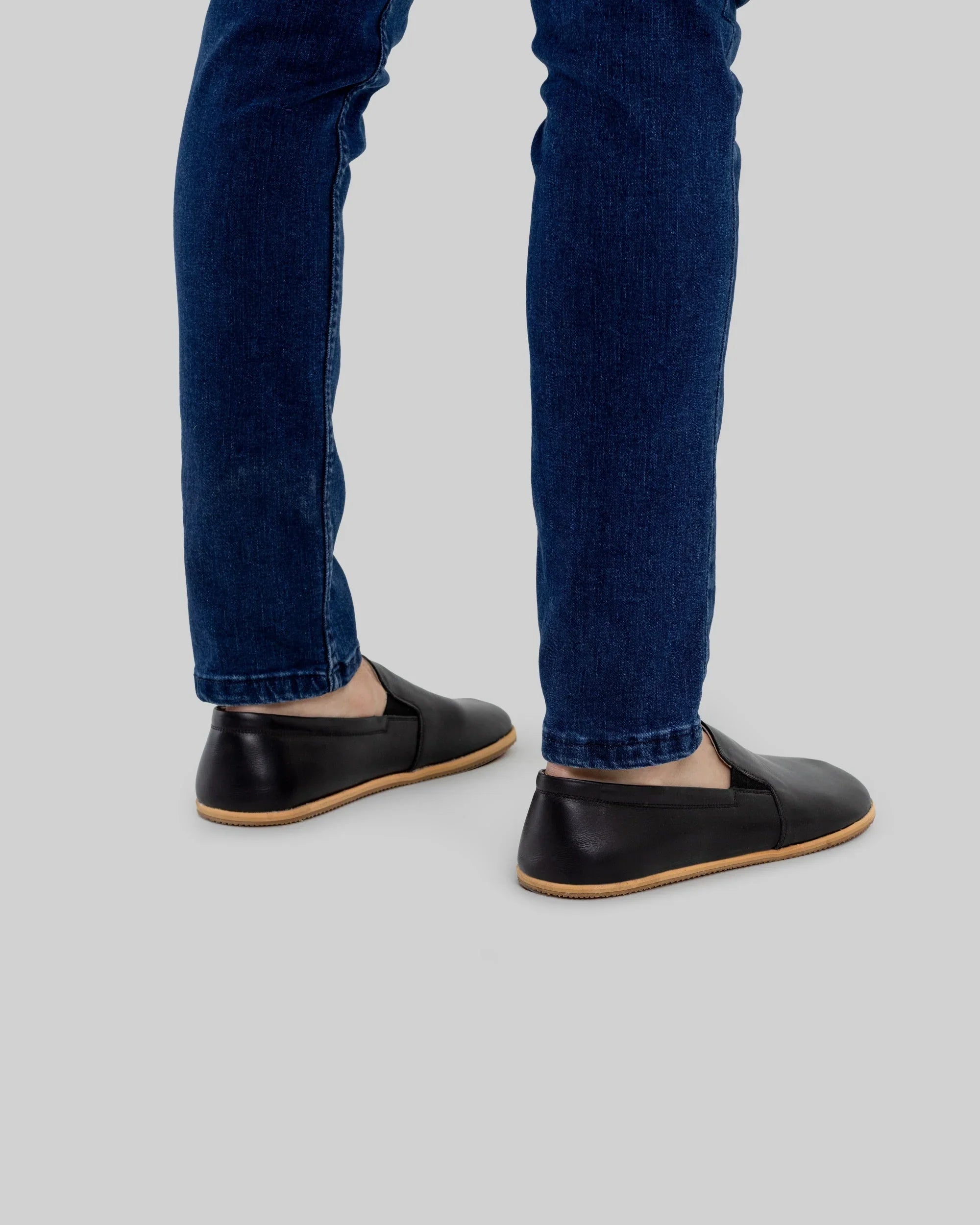Pair Black Barefoot Shoes - Barefoot Wide Toe Calf Leather | Bespoky