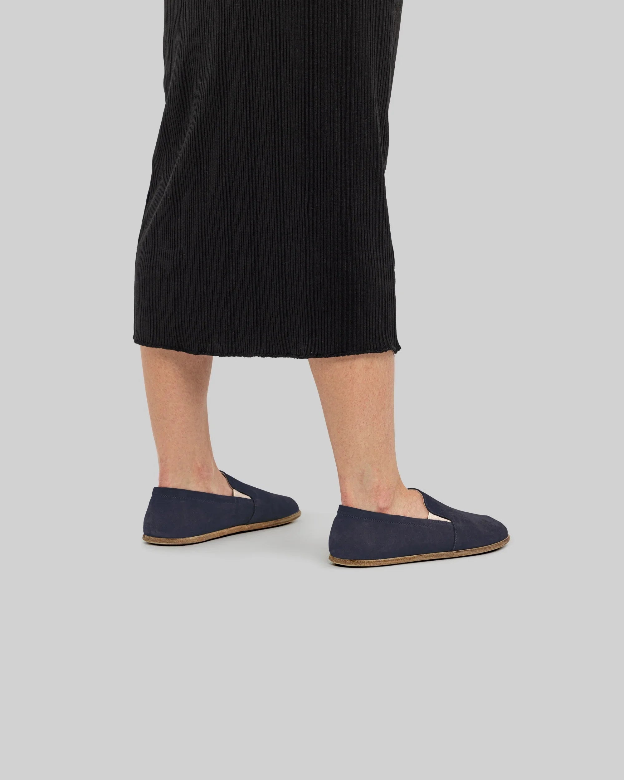 Detail Navy Nubuck Barefoot Shoes - Handcrafted Calf Leather Turkey | Bespoky