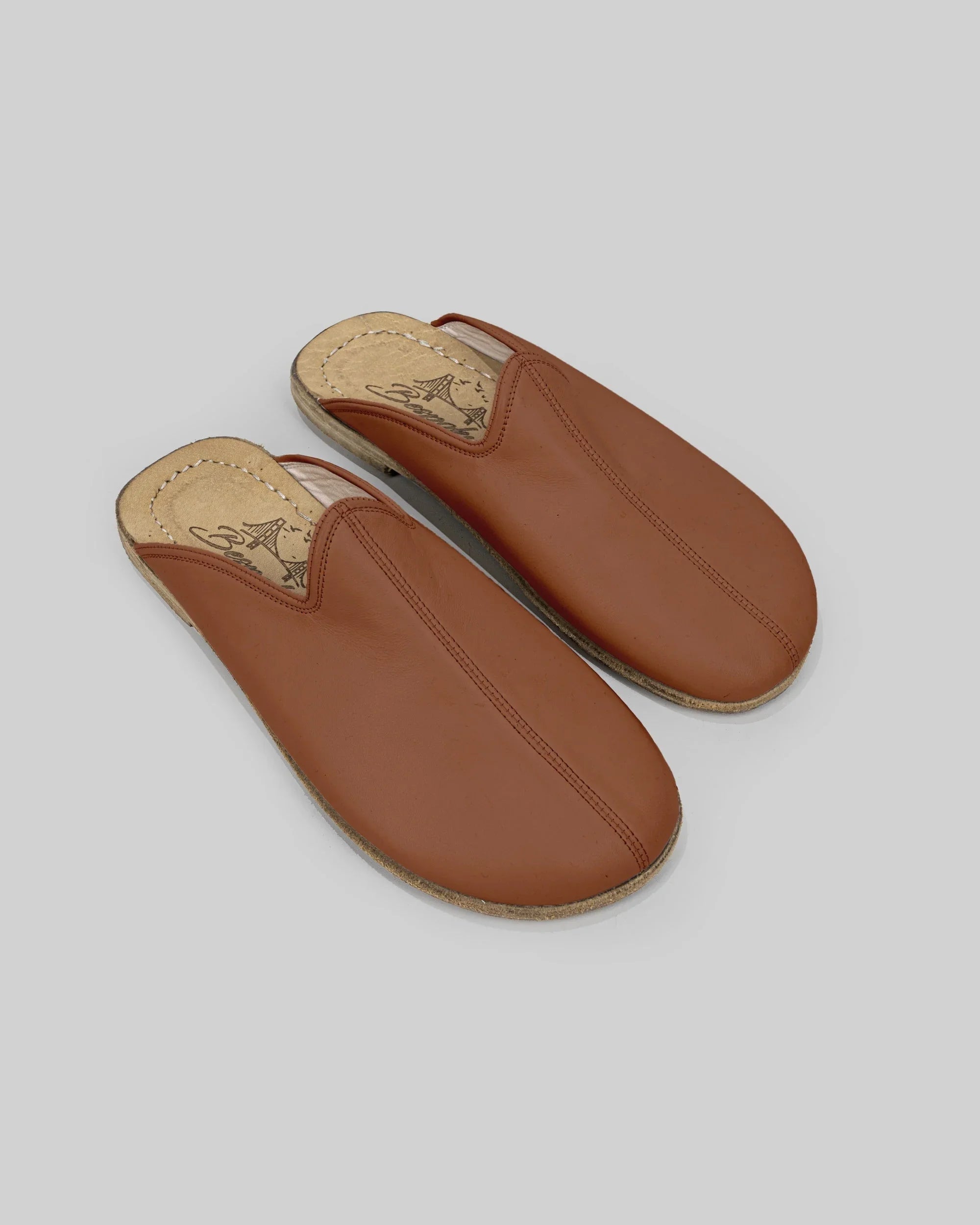 Men's Dark Brown Slippers - Handcrafted Calf Leather Wide Toe Box | Bespoky