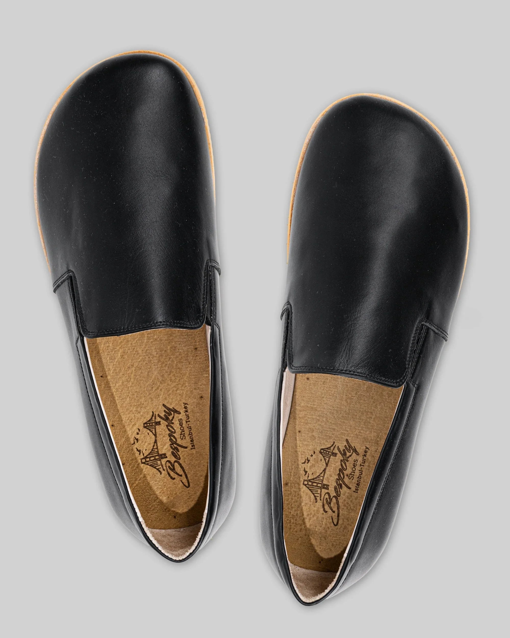Top view Black Barefoot Shoes - Handcrafted Calf Leather | Bespoky