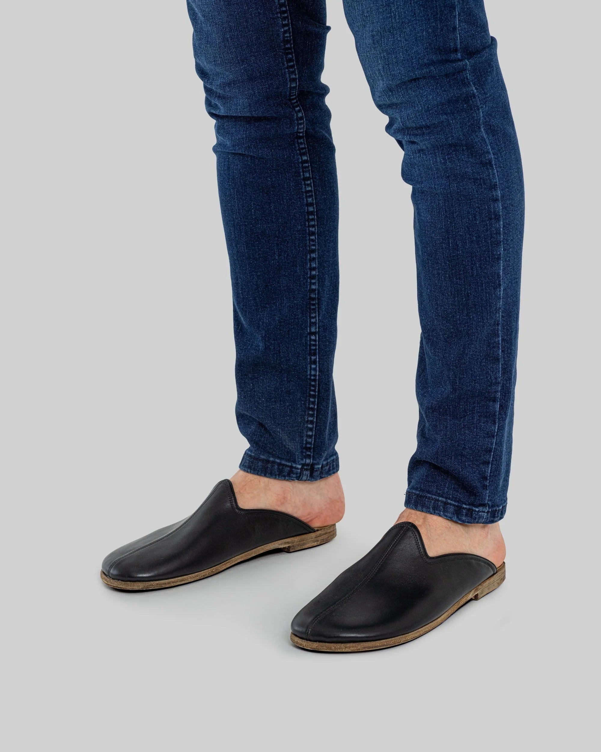 Side view Black Slippers - Calf Leather Zero Drop | Bespoky