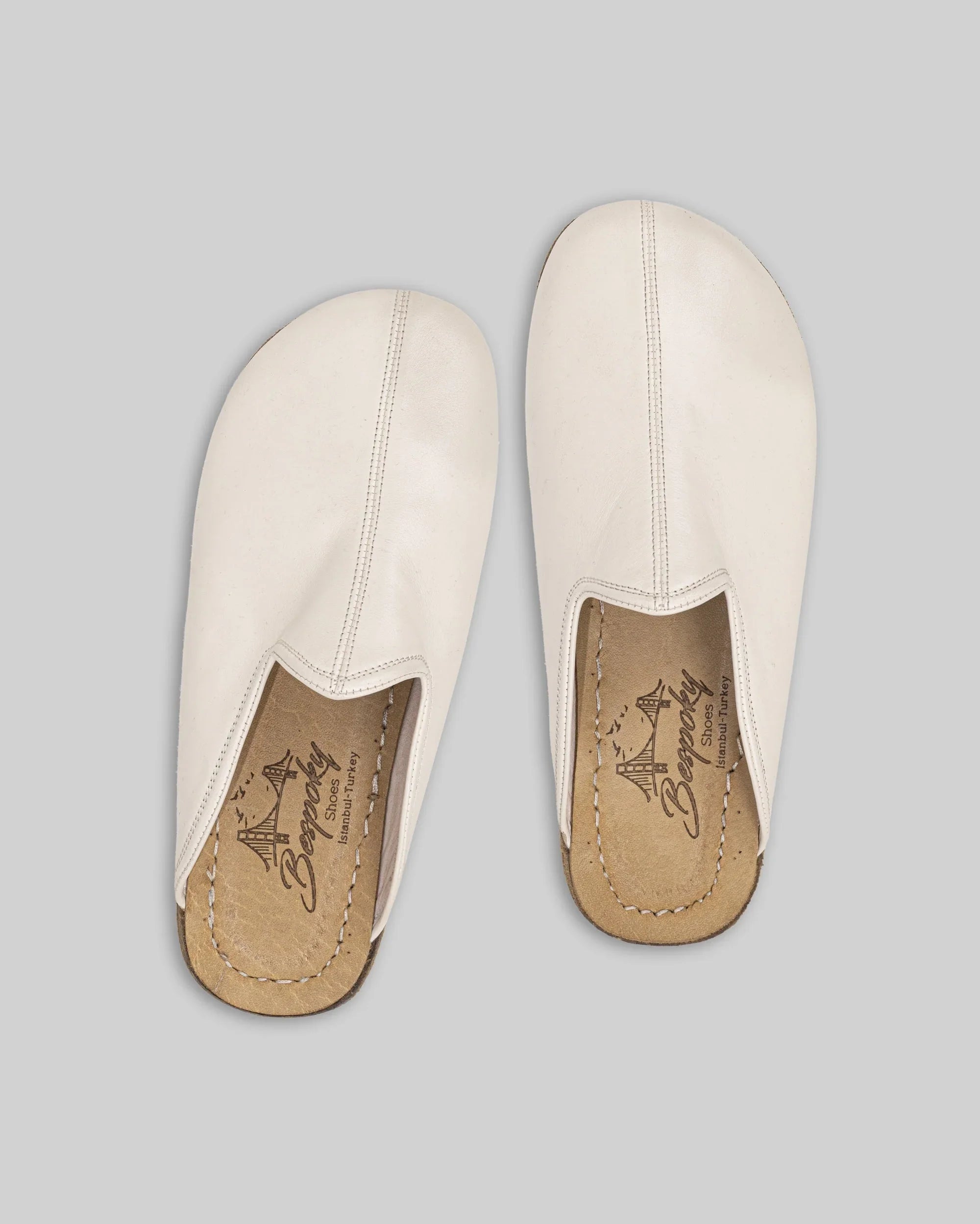 Back view Cream Slippers - Calf Leather Handcrafted | Bespoky