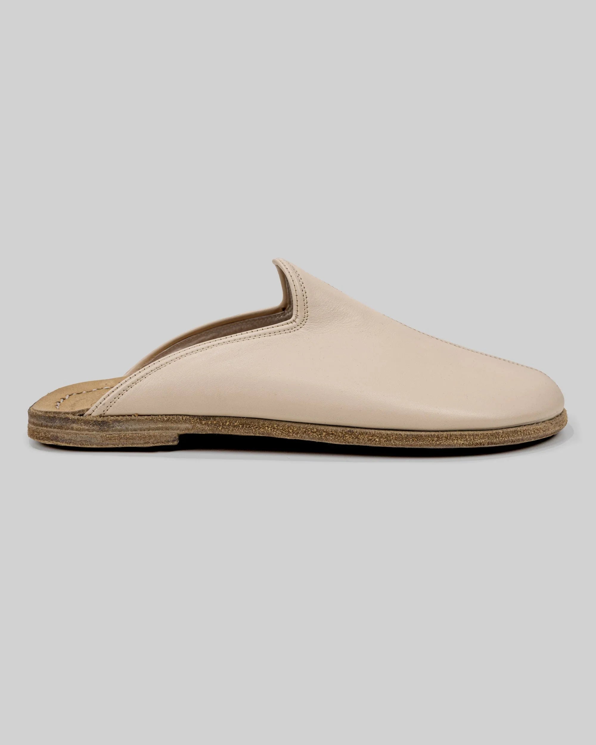 Pair Beige Slippers - Barefoot Wide Toe Calf Leather | Bespoky