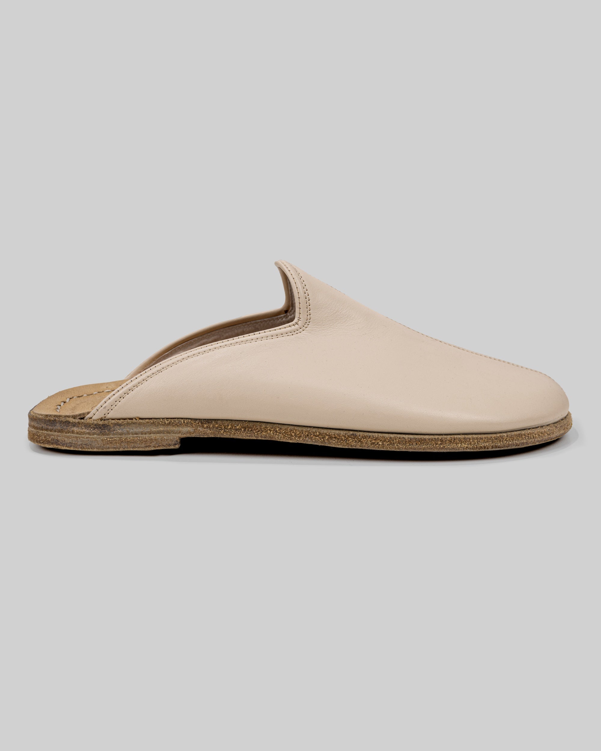 Pair Beige Slippers - Barefoot Wide Toe Calf Leather | Bespoky
