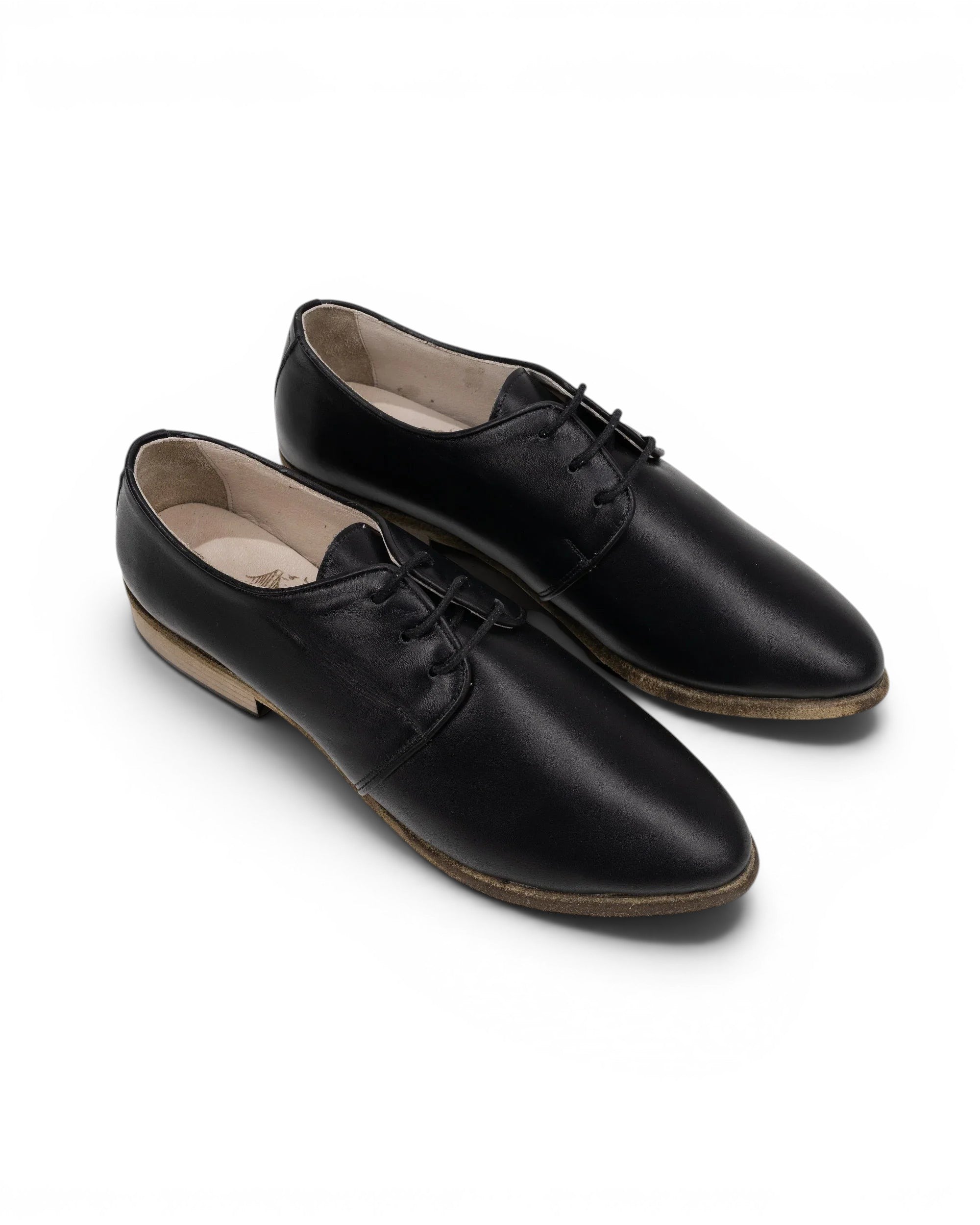 Women's Black Pointed Toe Oxford - Handcrafted Calf Leather Wide Toe Box | Bespoky