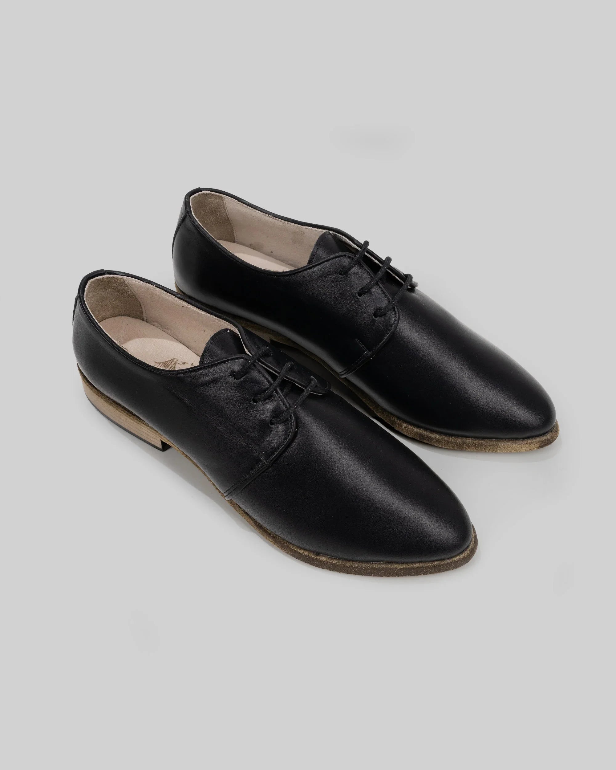 Women's Black Pointed Toe Oxford - Handcrafted Calf Leather Wide Toe Box | Bespoky