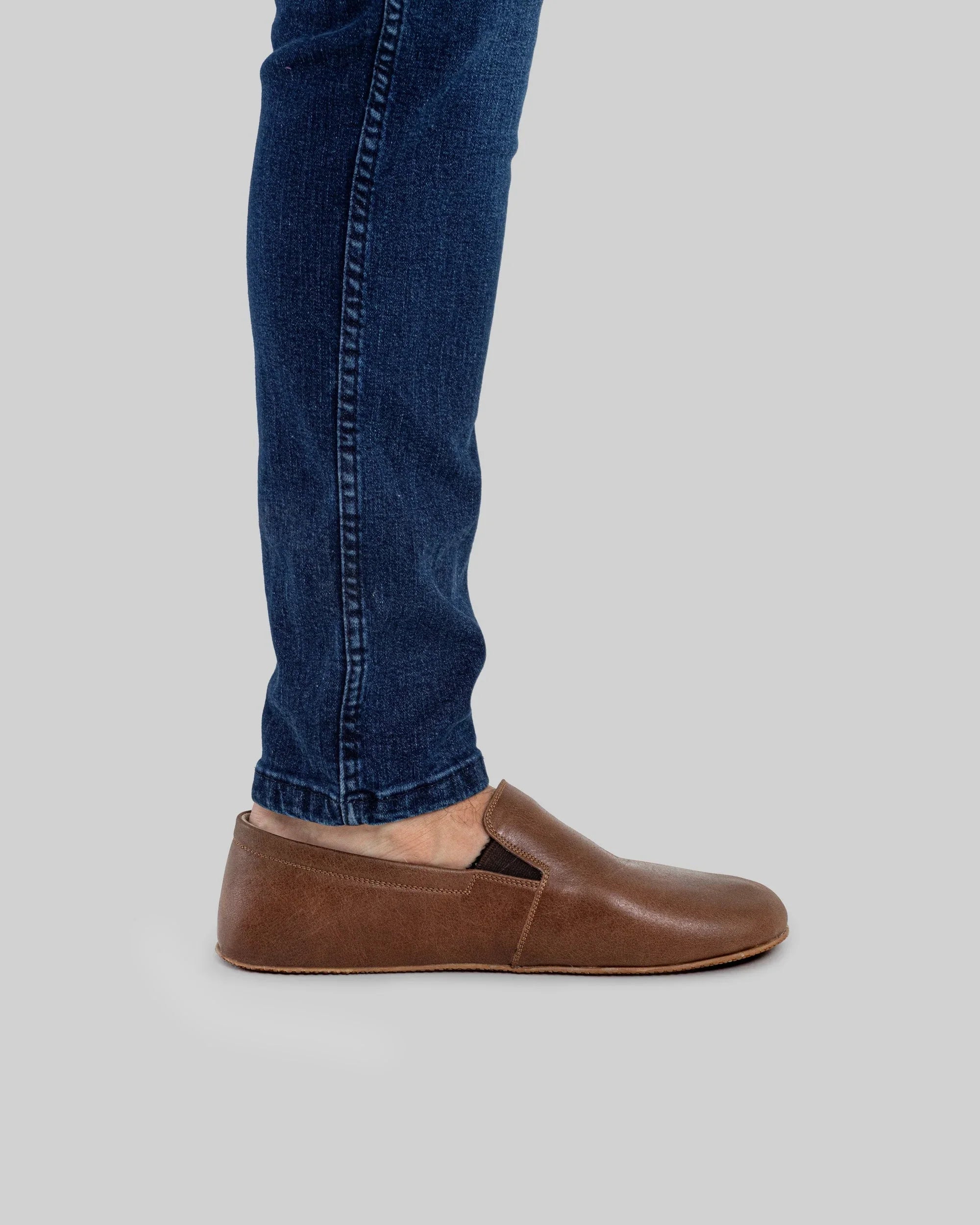 Pair Brown Barefoot Shoes - Barefoot Wide Toe Calf Leather | Bespoky