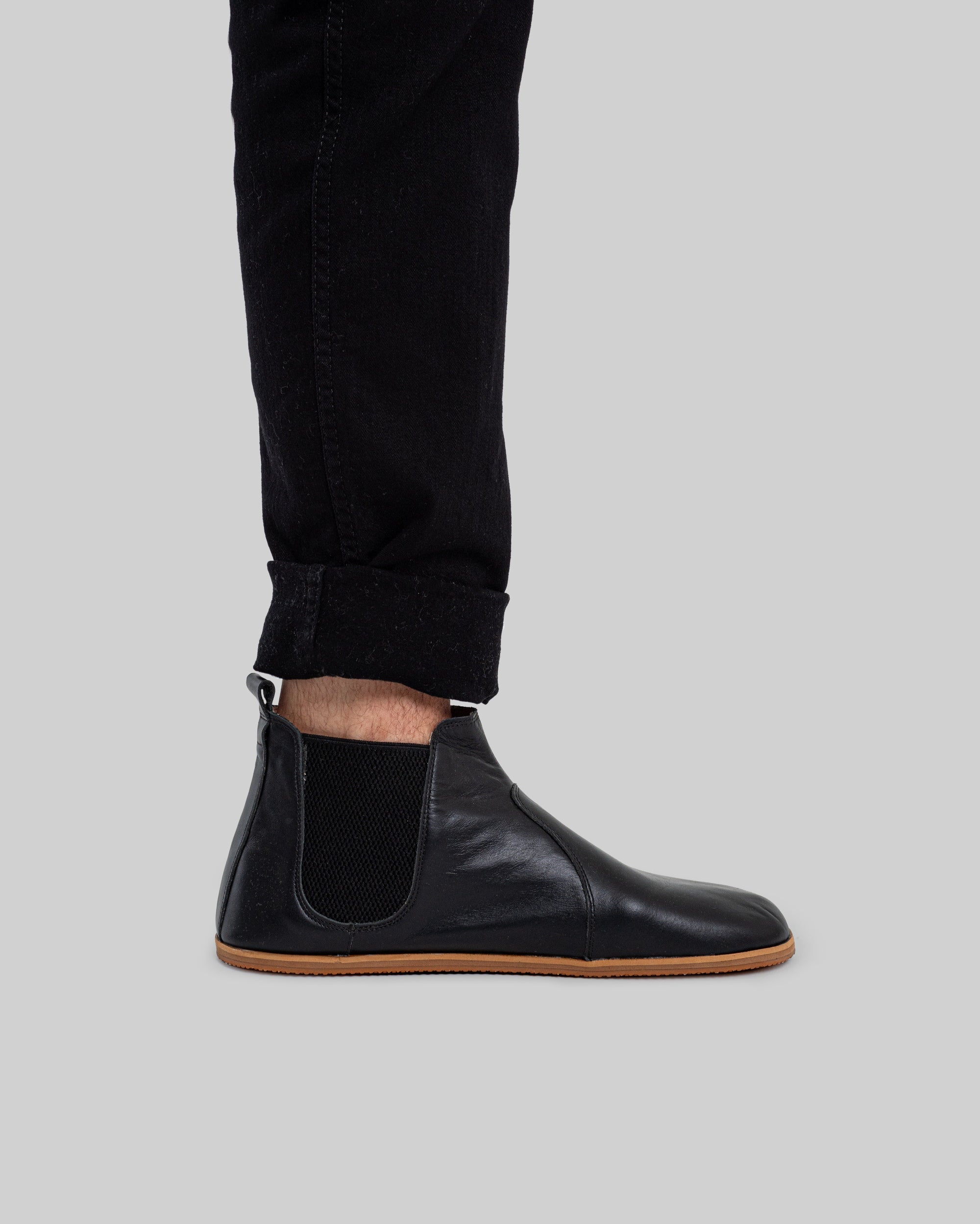 Pair Black Chelsea Boots - Barefoot Wide Toe Calf Leather | Bespoky