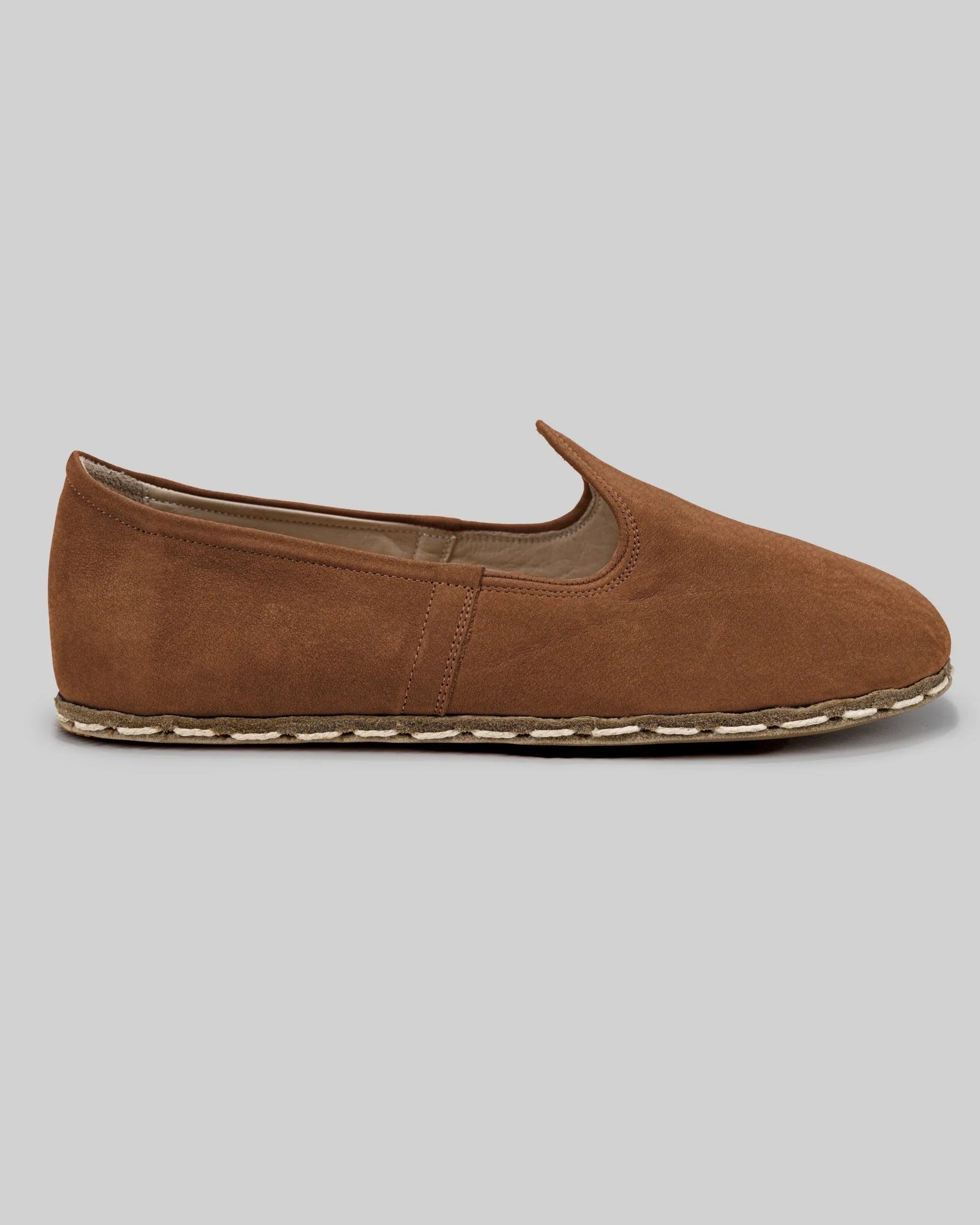 Pair Tan Nubuck Barefoot Yemeni - Barefoot Wide Toe Calf Leather | Bespoky