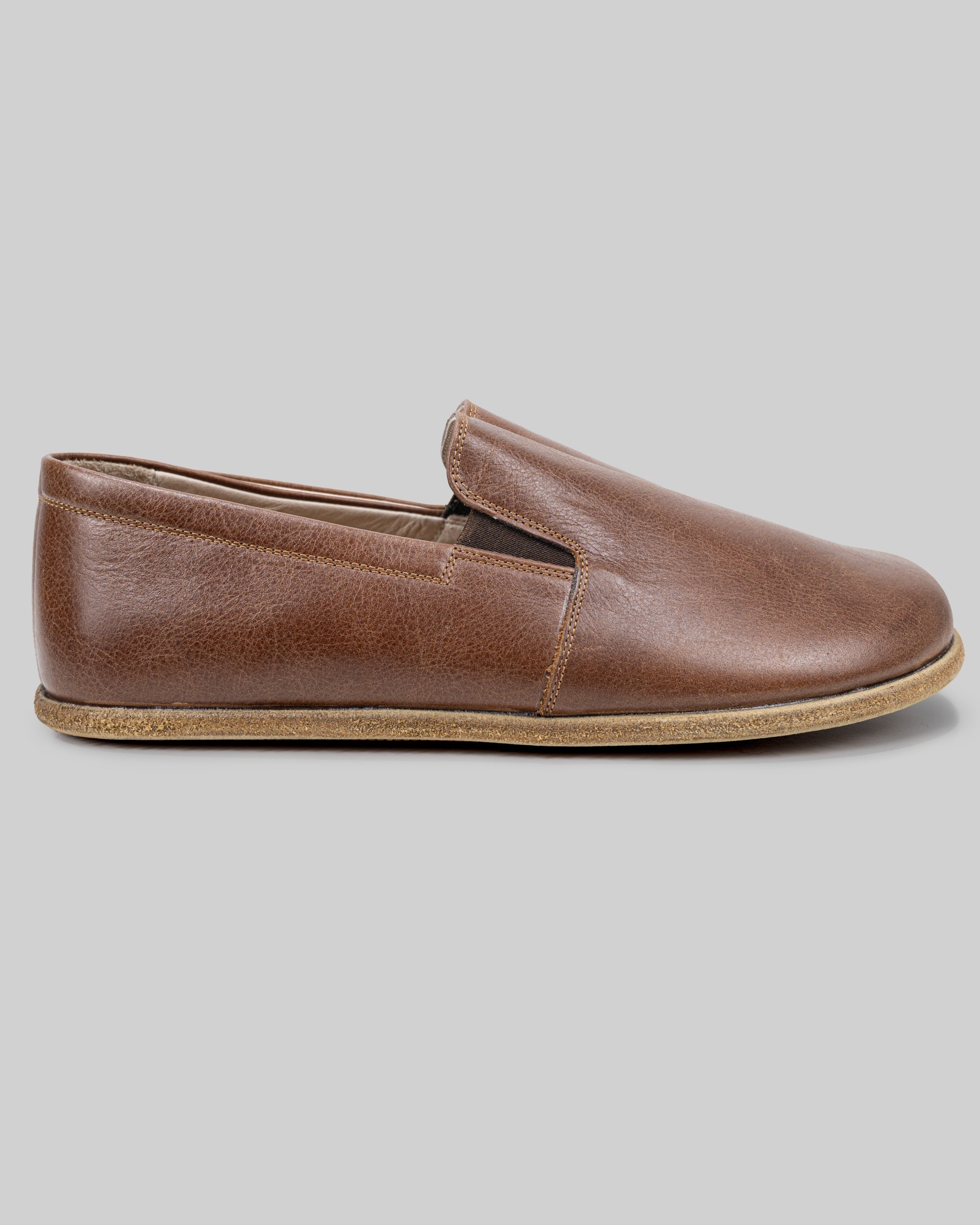 Close-up calf leather - Brown Barefoot Shoes Detail | Bespoky