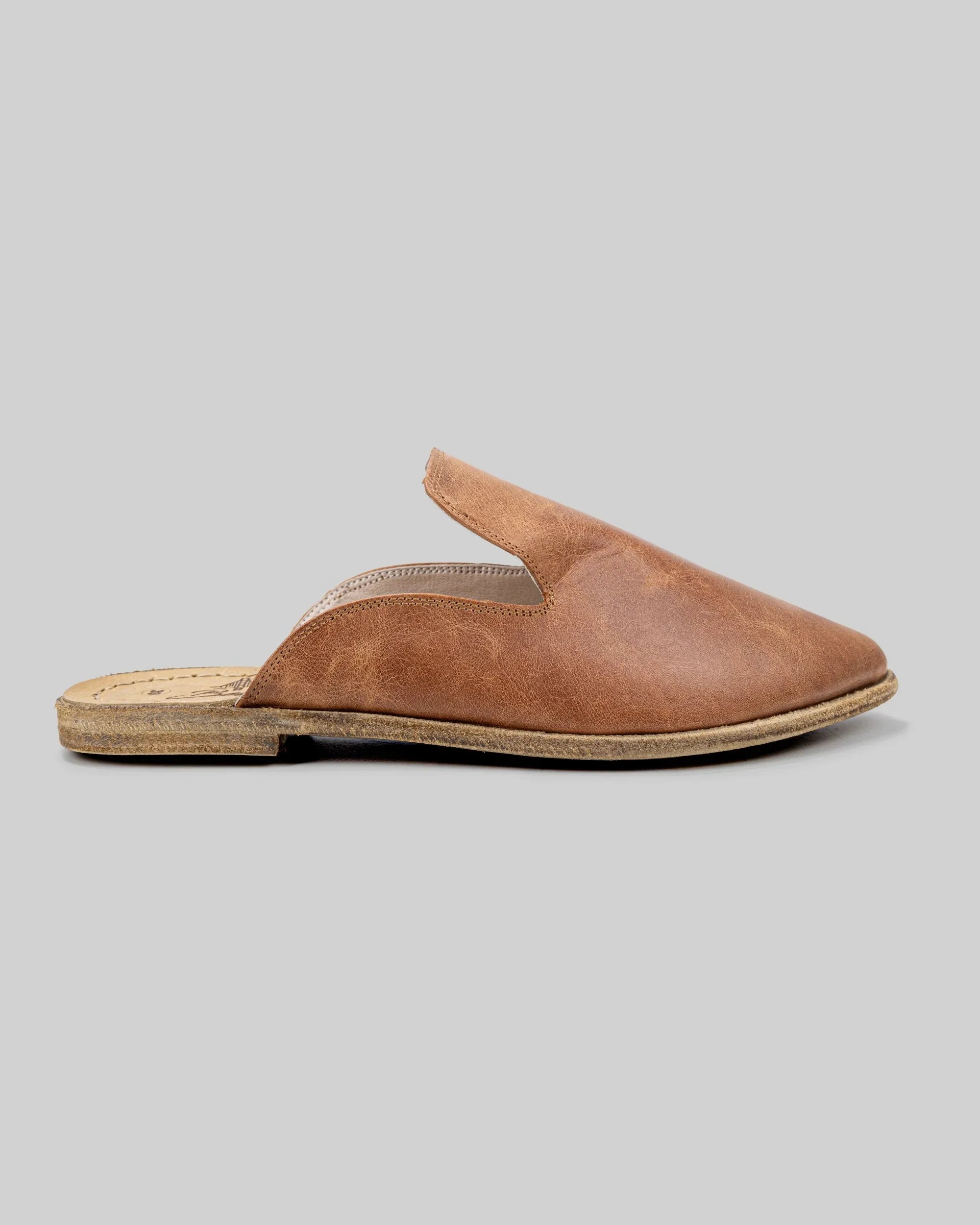 Back view Brown Pointed Toe Mules - Calf Leather Handcrafted | Bespoky
