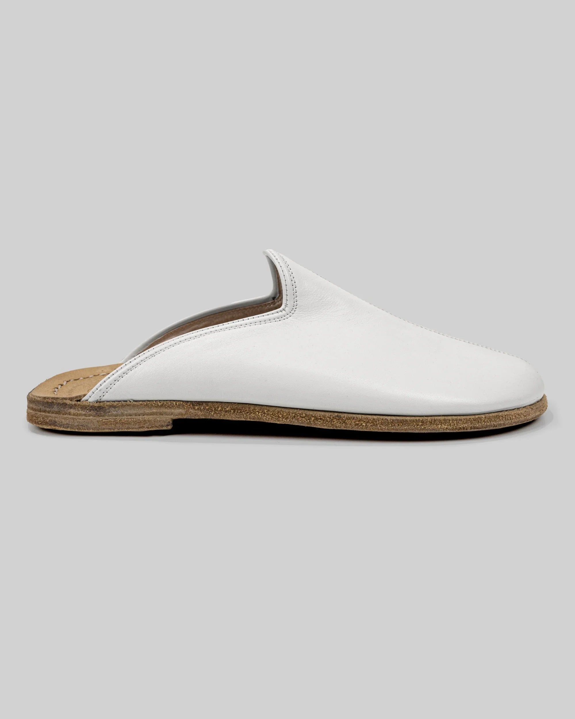 Back view White Slippers - Calf Leather Handcrafted | Bespoky