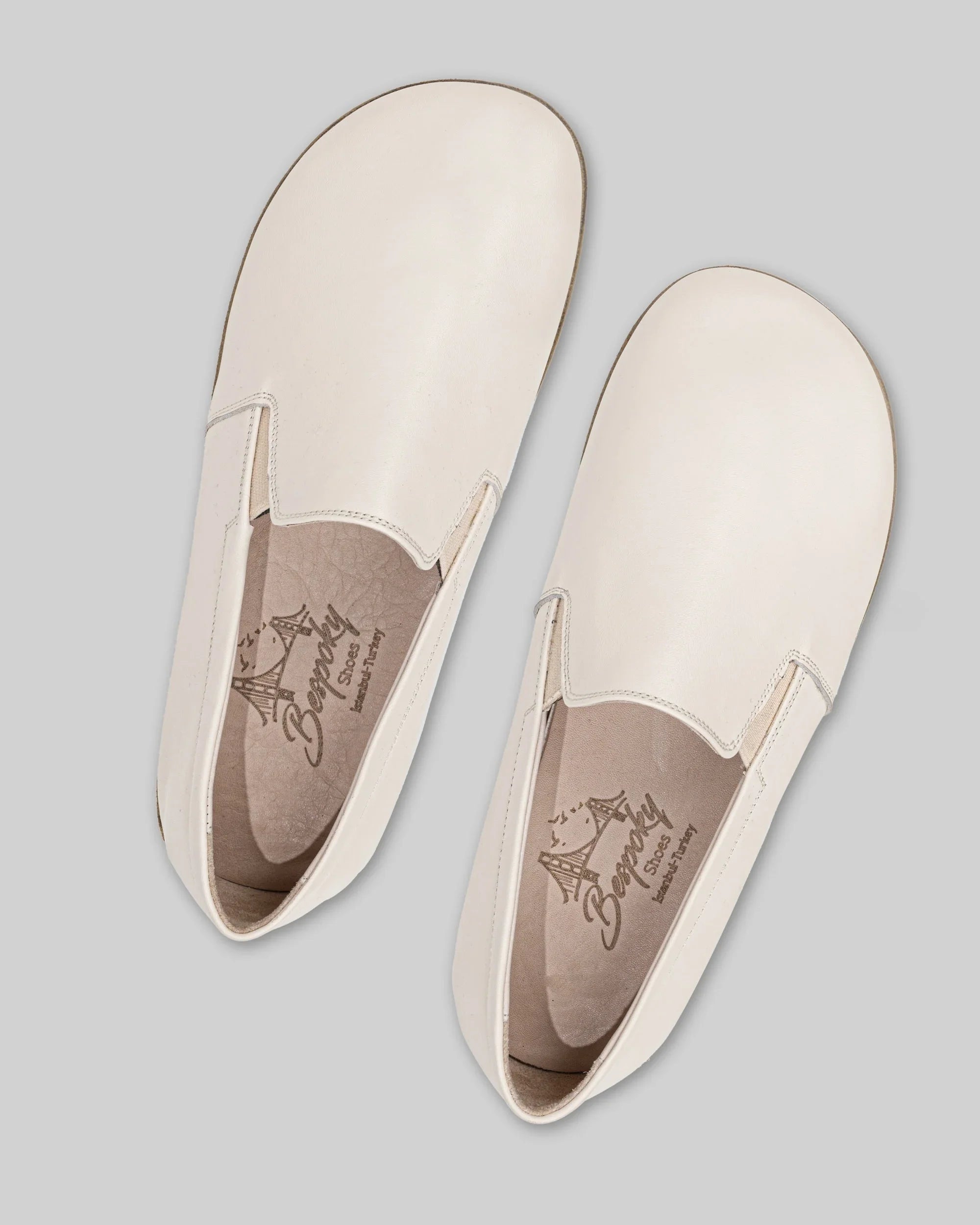 Detail Cream Barefoot Shoes - Handcrafted Calf Leather Turkey | Bespoky
