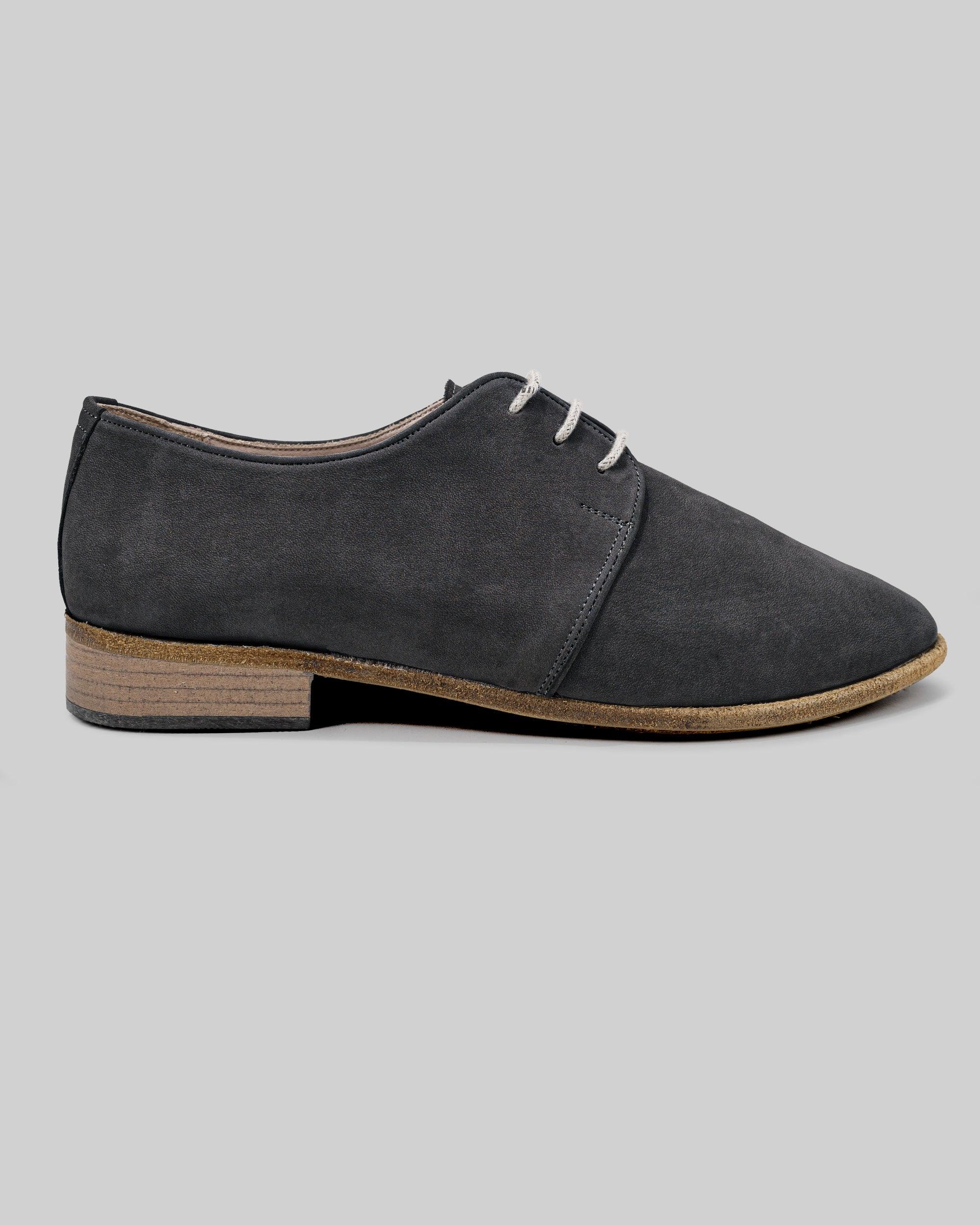 Side view Smoked Pointed Toe Oxford - Calf Leather Zero Drop | Bespoky