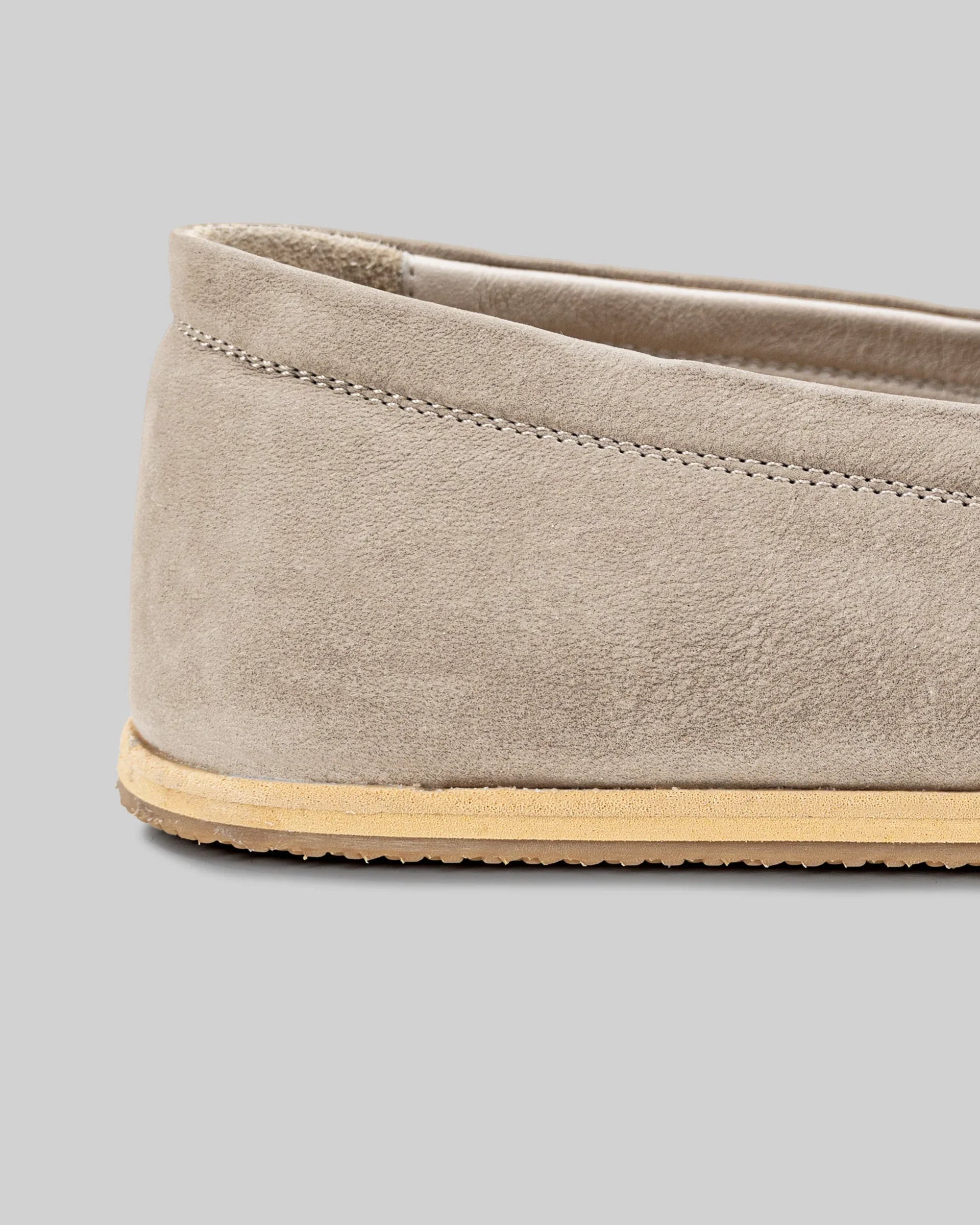 Detail Beige Nubuck Barefoot Shoes - Handcrafted Calf Leather Turkey | Bespoky