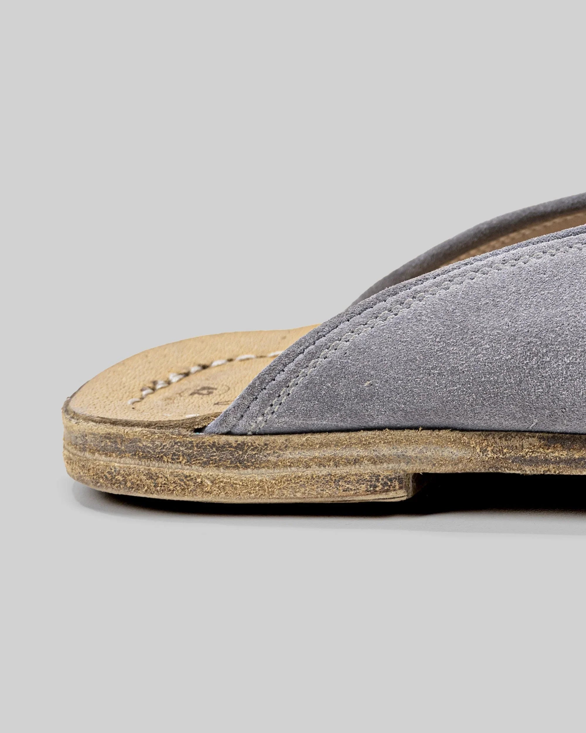 Side view Grey Suede Slippers - Calf Leather Zero Drop | Bespoky