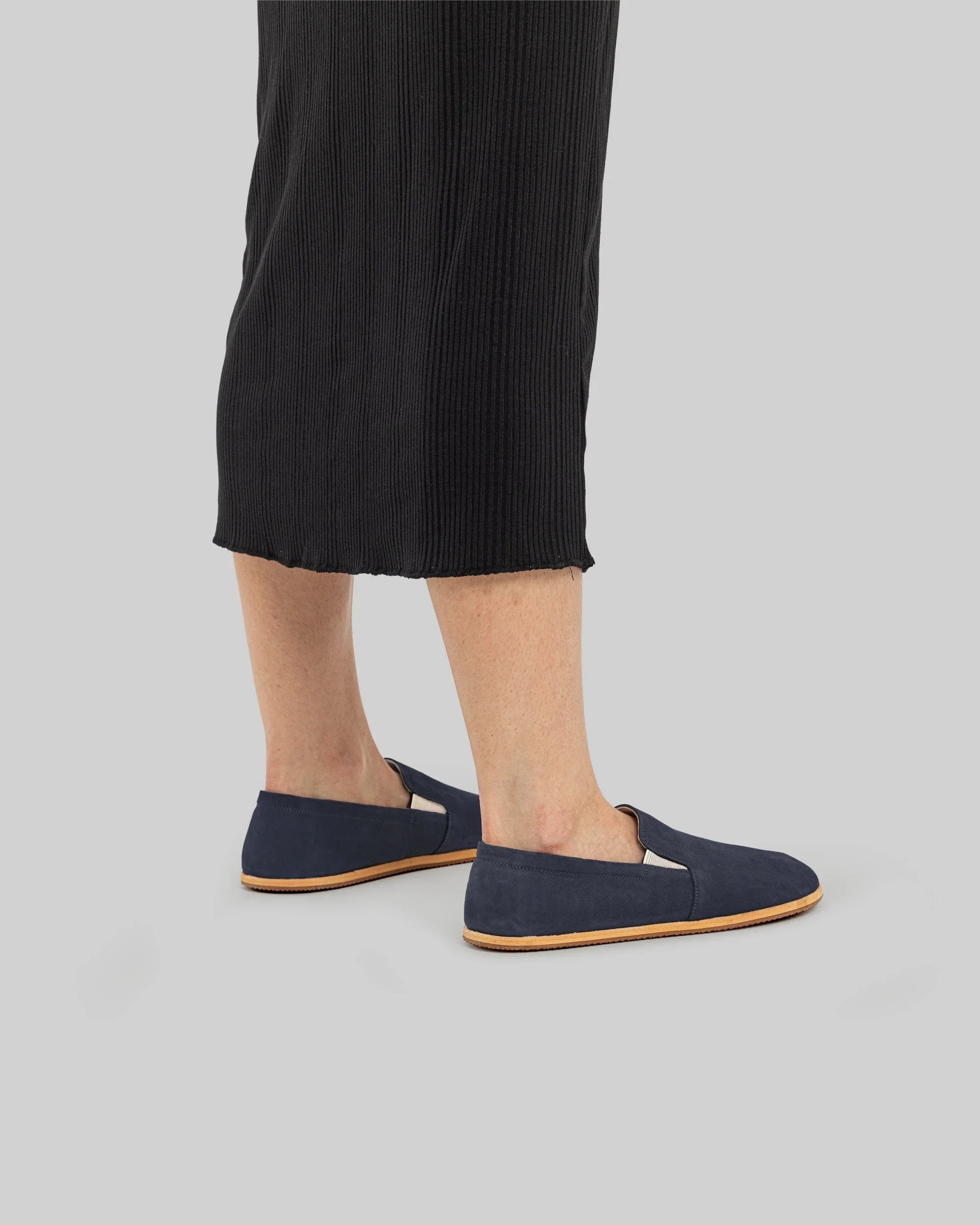 Pair Navy Barefoot Shoes - Barefoot Wide Toe Calf Leather | Bespoky