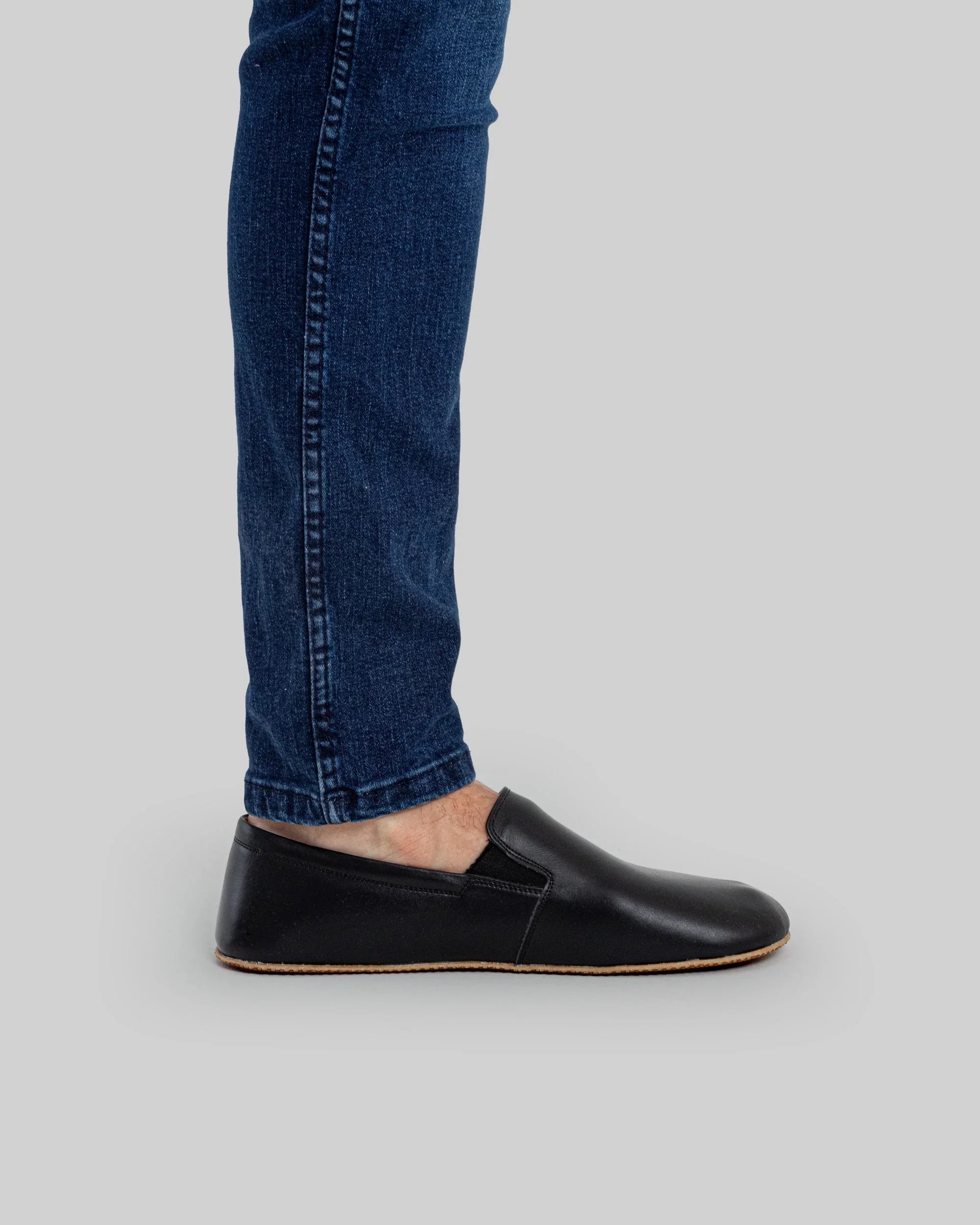 Back view Black Barefoot Shoes - Calf Leather Handcrafted | Bespoky