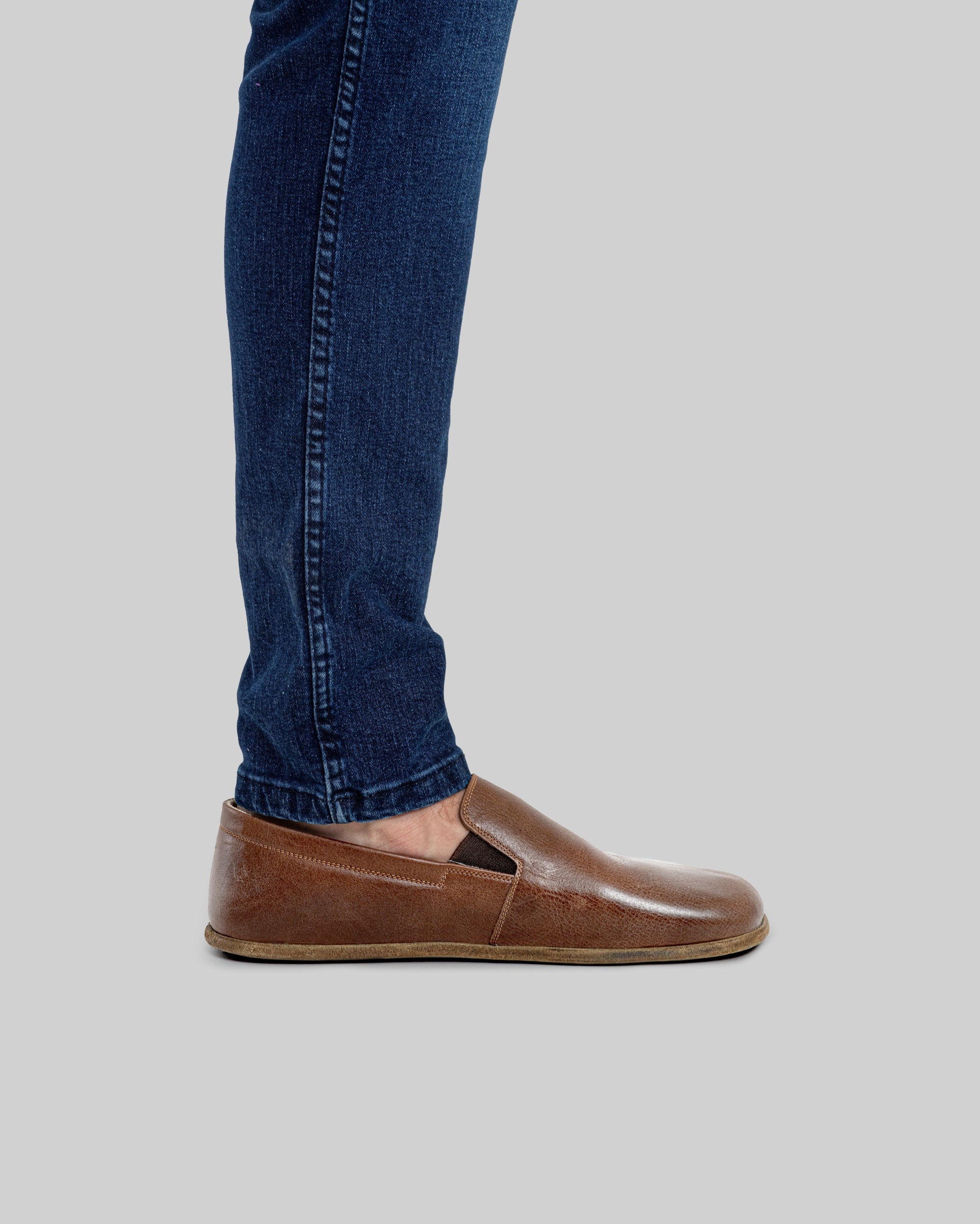 Pair Brown Barefoot Shoes - Barefoot Wide Toe Calf Leather | Bespoky