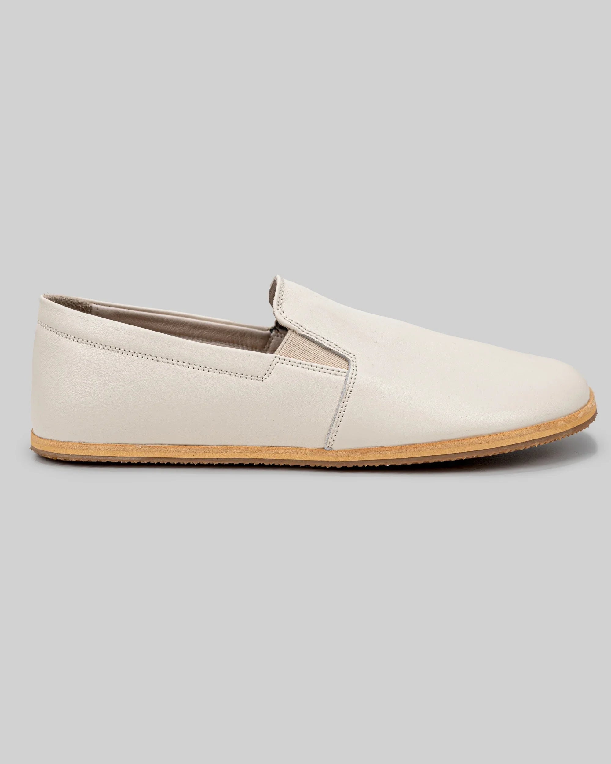 Close-up calf leather - Cream Barefoot Shoes Detail | Bespoky