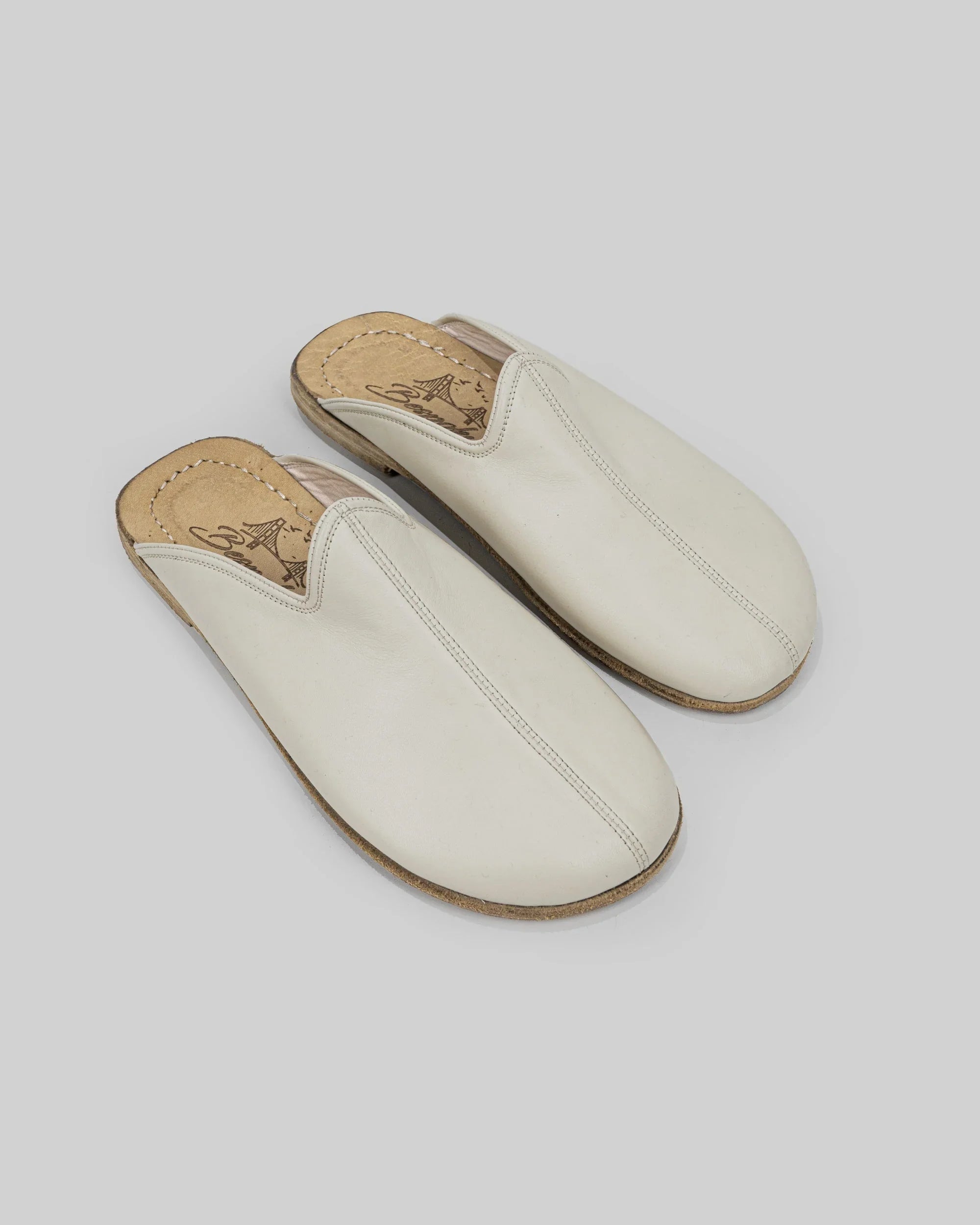 Men's Lucas Beige Slippers - Handcrafted Calf Leather Wide Toe Box | Bespoky