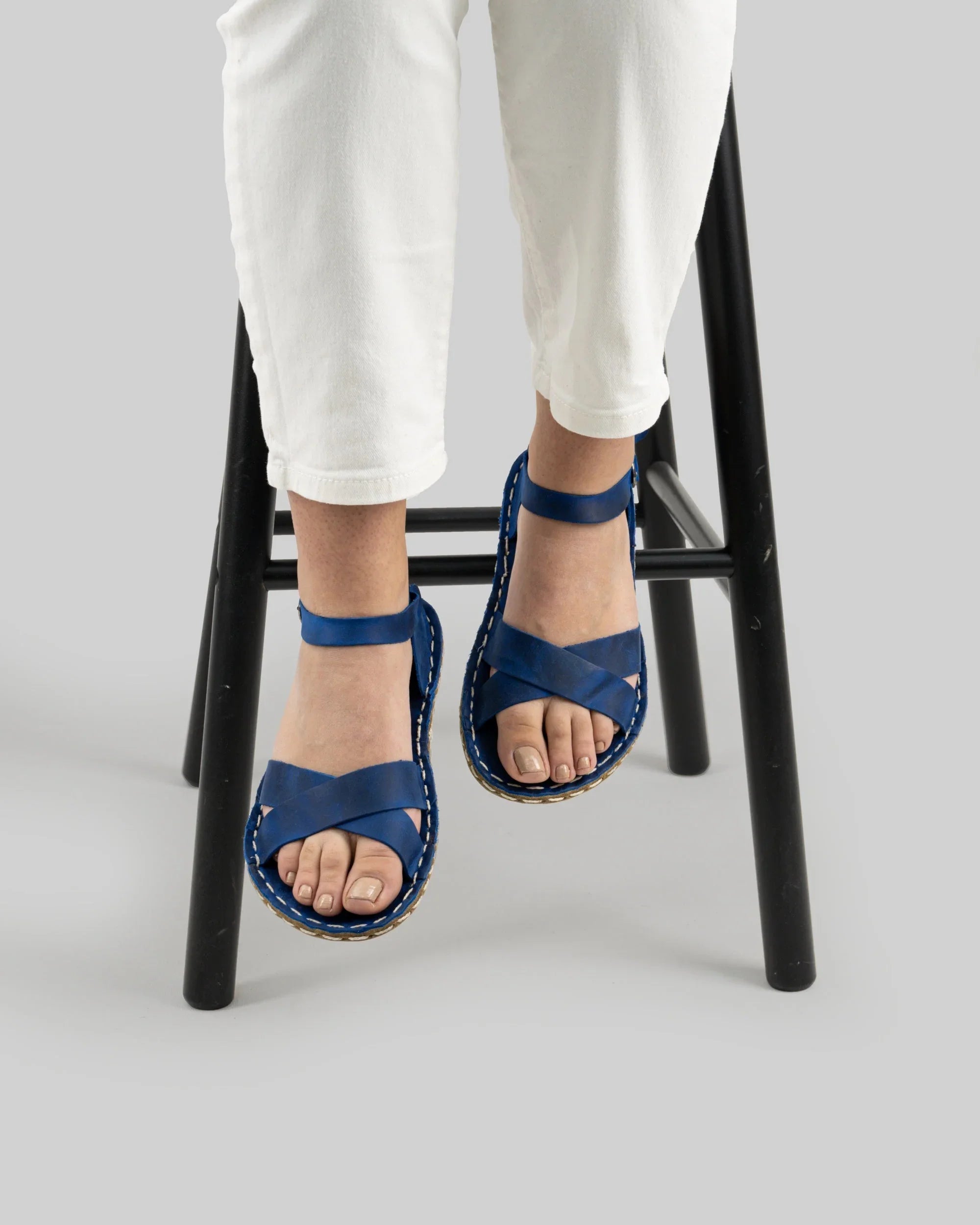 Detail Blue Barefoot Sandal - Handcrafted Calf Leather Turkey | Bespoky