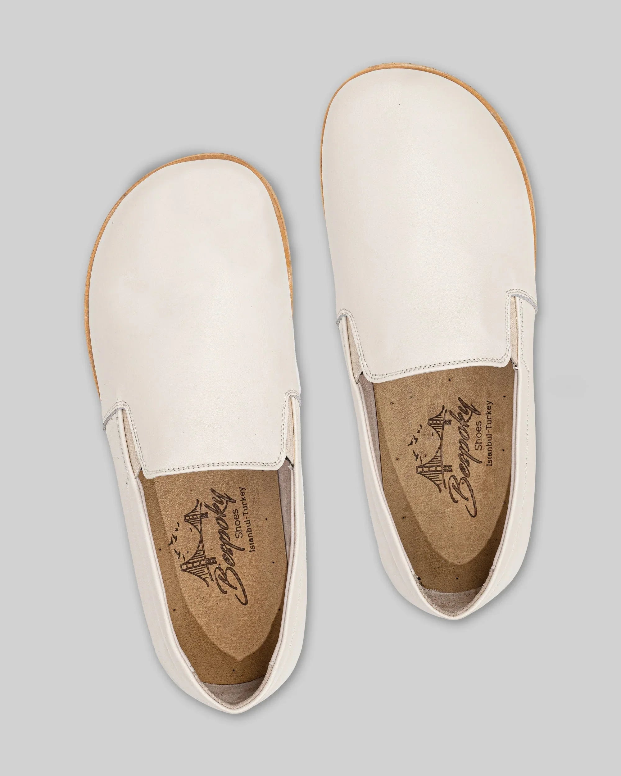 Side view Cream Barefoot Shoes - Calf Leather Zero Drop | Bespoky