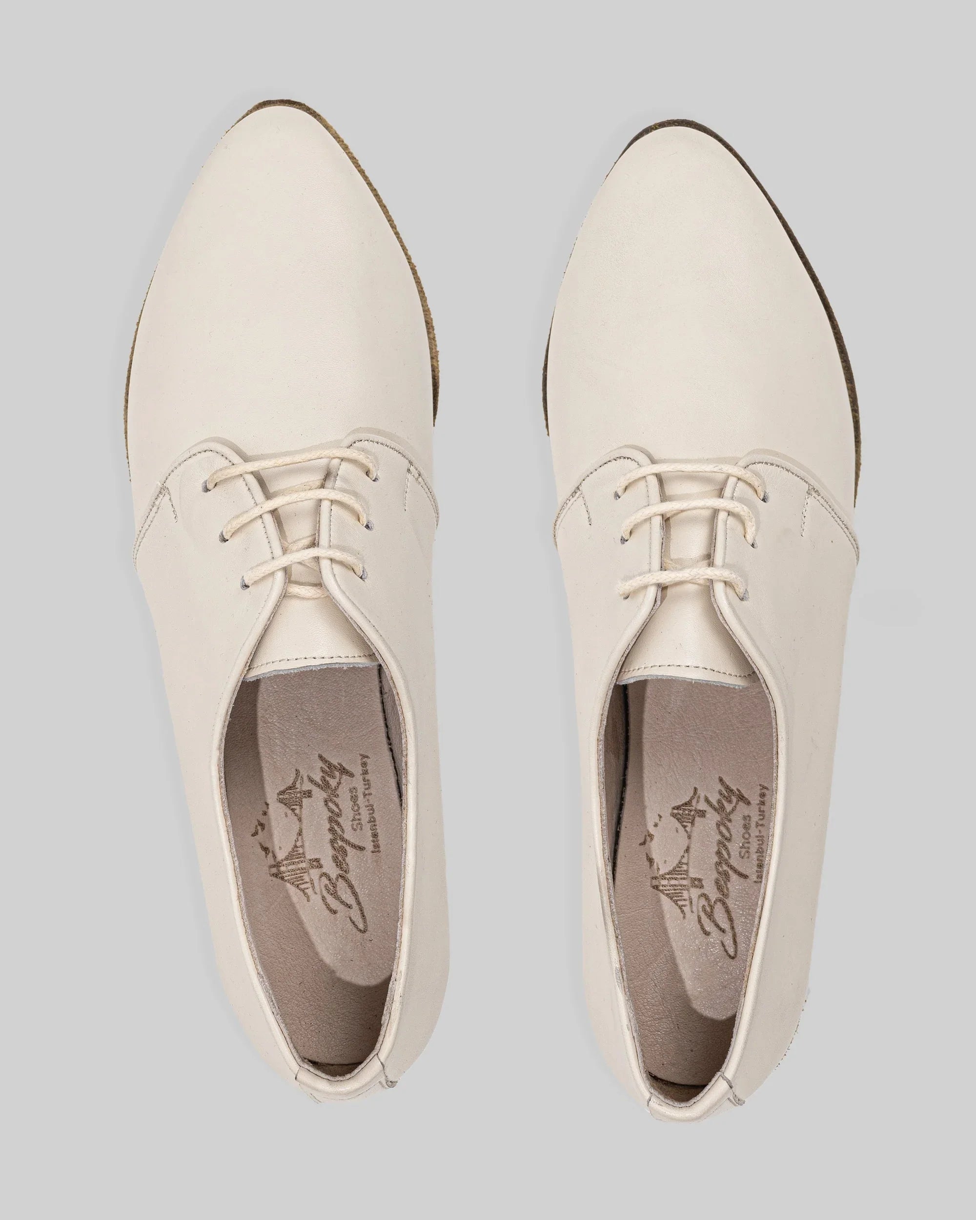 Side view Cream Pointed Toe Oxford - Calf Leather Zero Drop | Bespoky