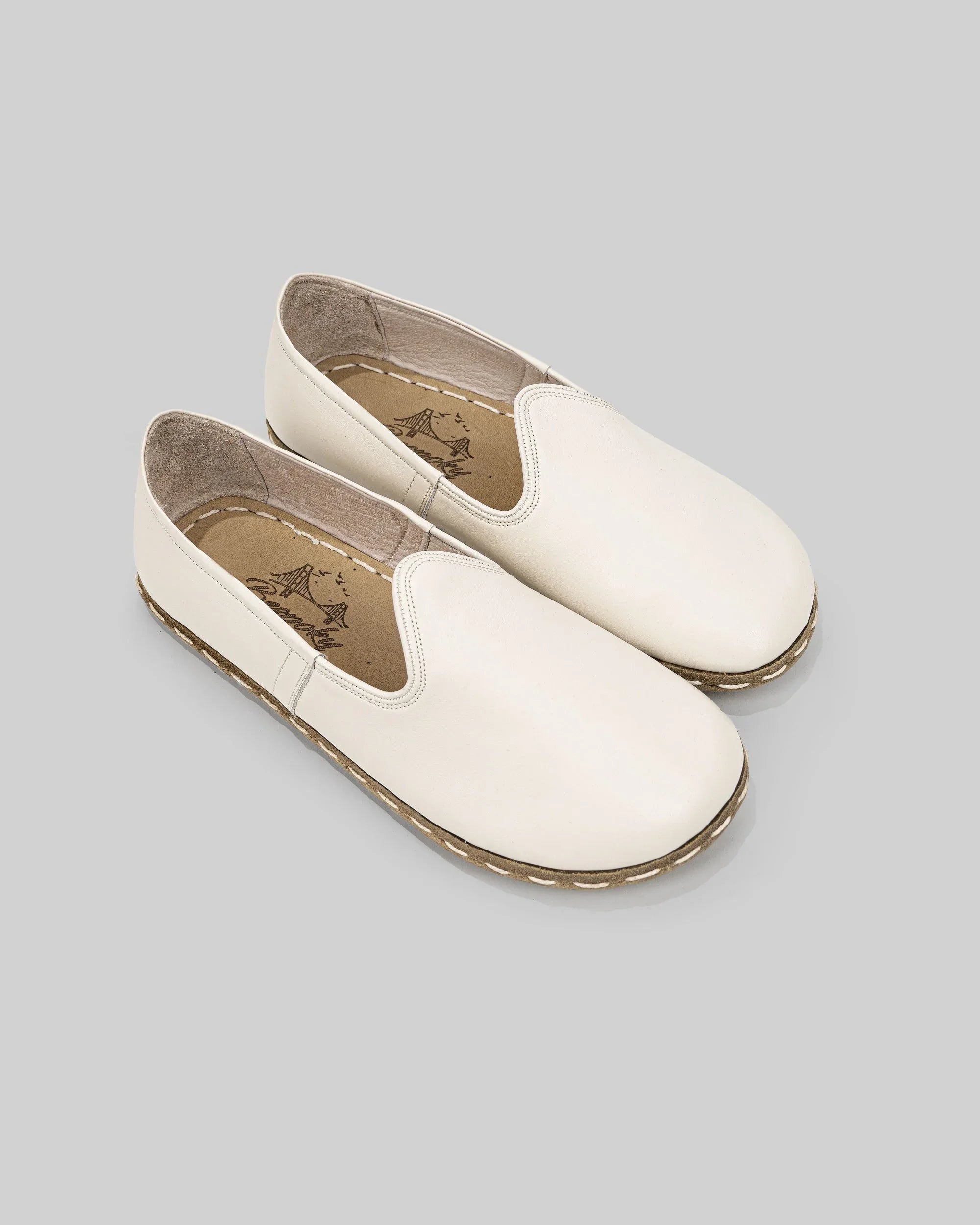 Men's Cream Barefoot Yemeni - Handcrafted Calf Leather Wide Toe Box | Bespoky
