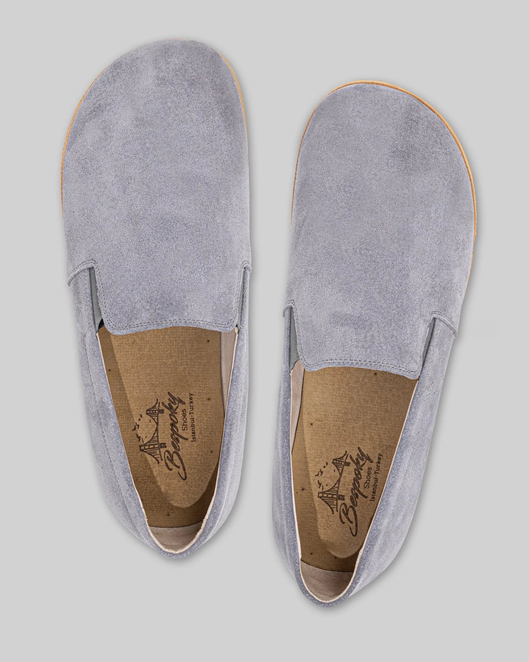 Side view Grey Barefoot Shoes - Calf Leather Zero Drop | Bespoky