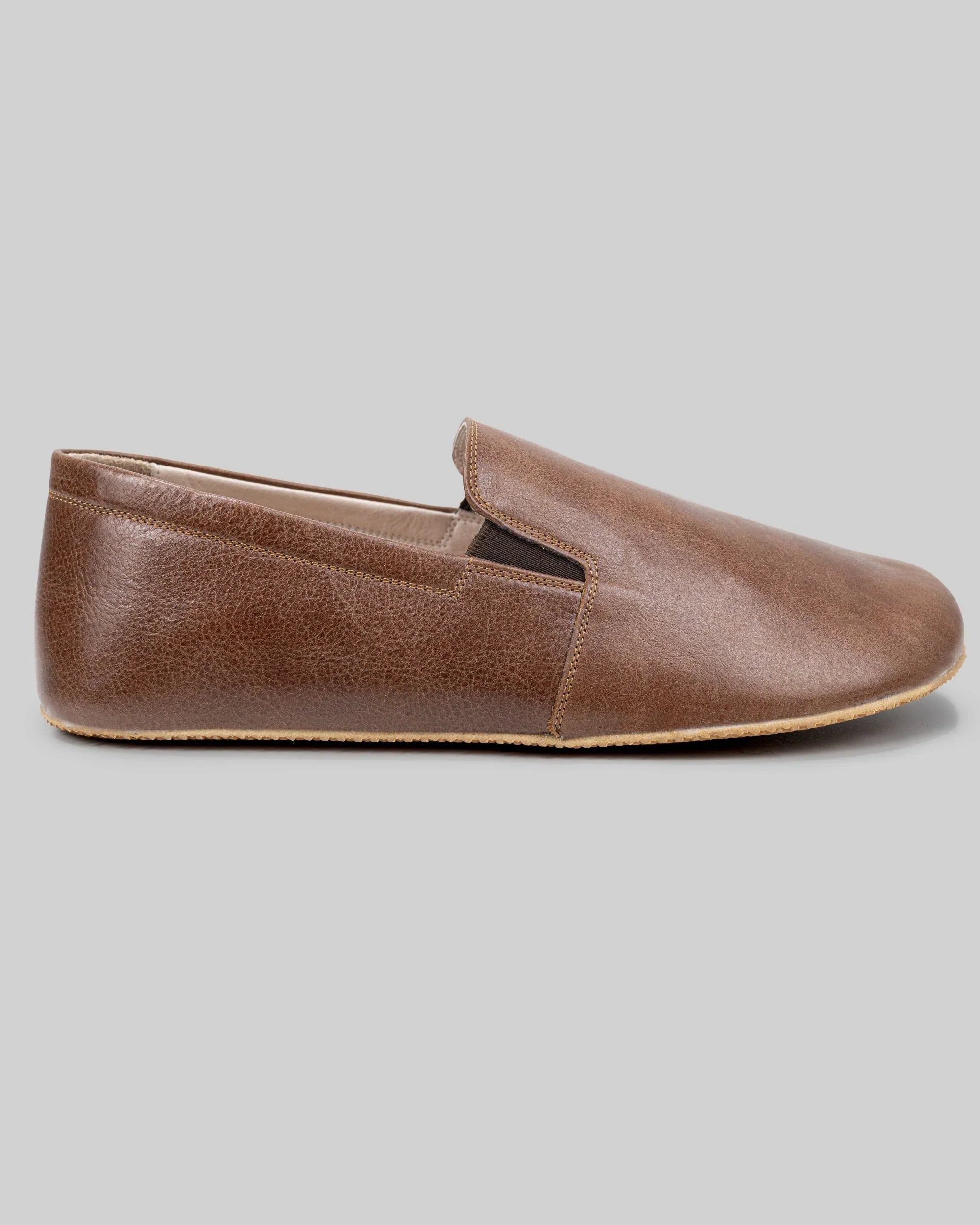 Close-up calf leather - Brown Barefoot Shoes Detail | Bespoky