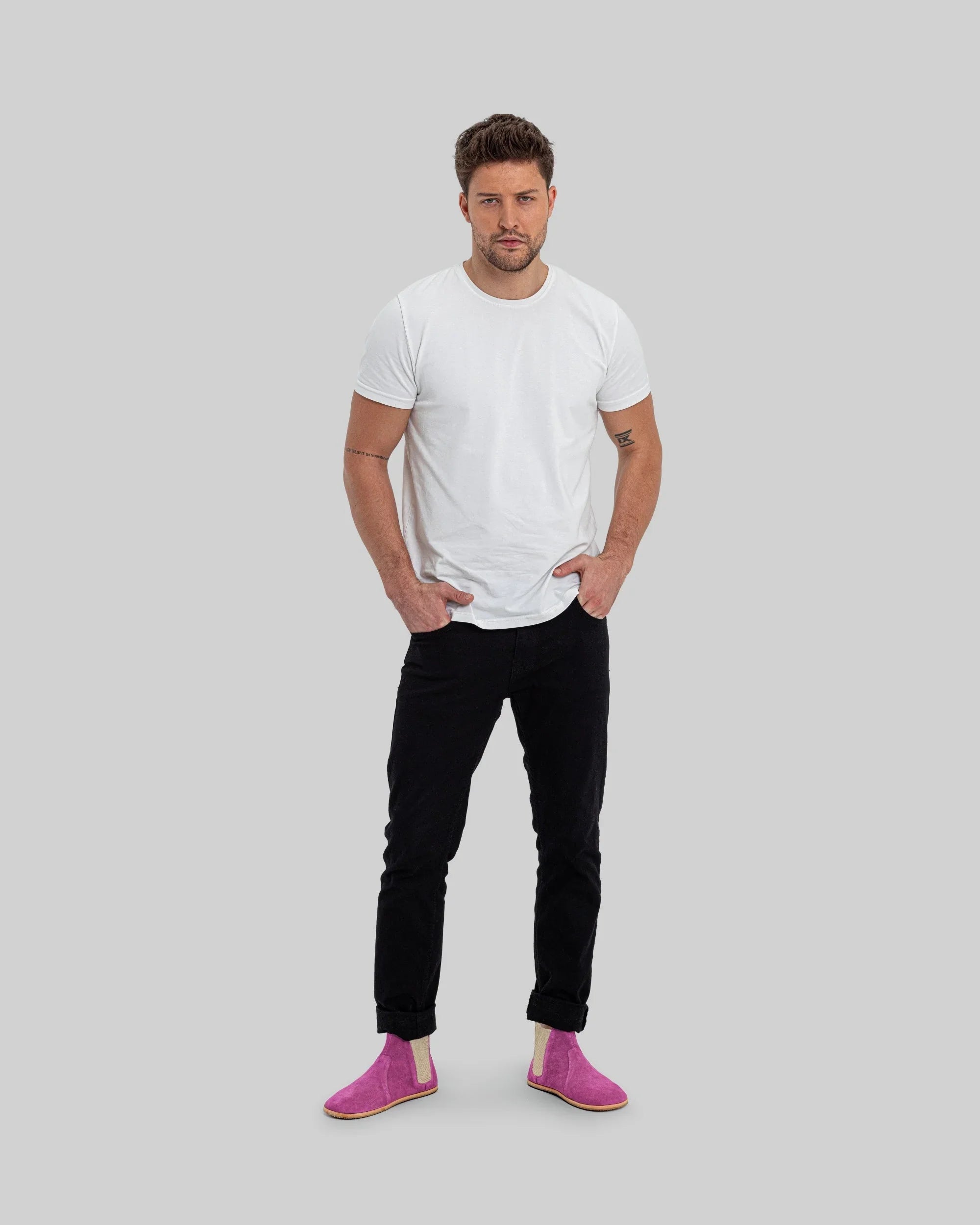Back view Pink Nubuck Chelsea Boots - Calf Leather Handcrafted | Bespoky