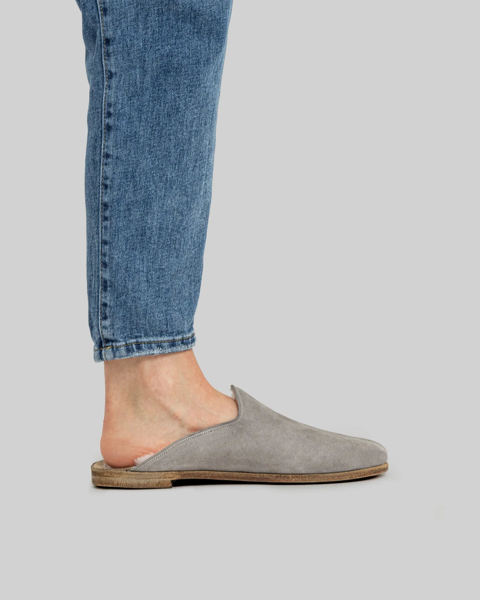 Pair Smoked Nubuck Slippers - Barefoot Wide Toe Calf Leather | Bespoky