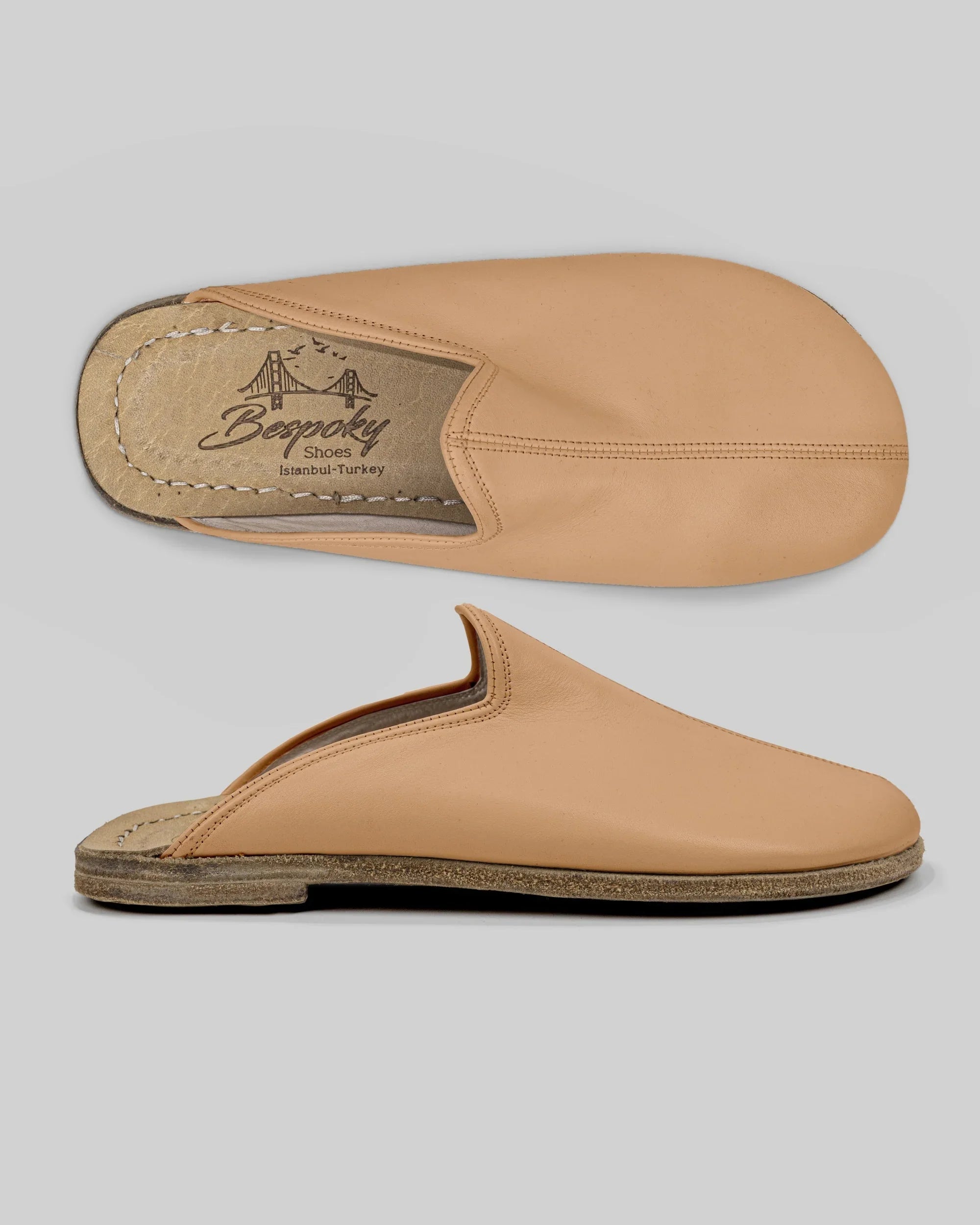 Men's Undyed Slippers - Handcrafted Calf Leather Wide Toe Box | Bespoky