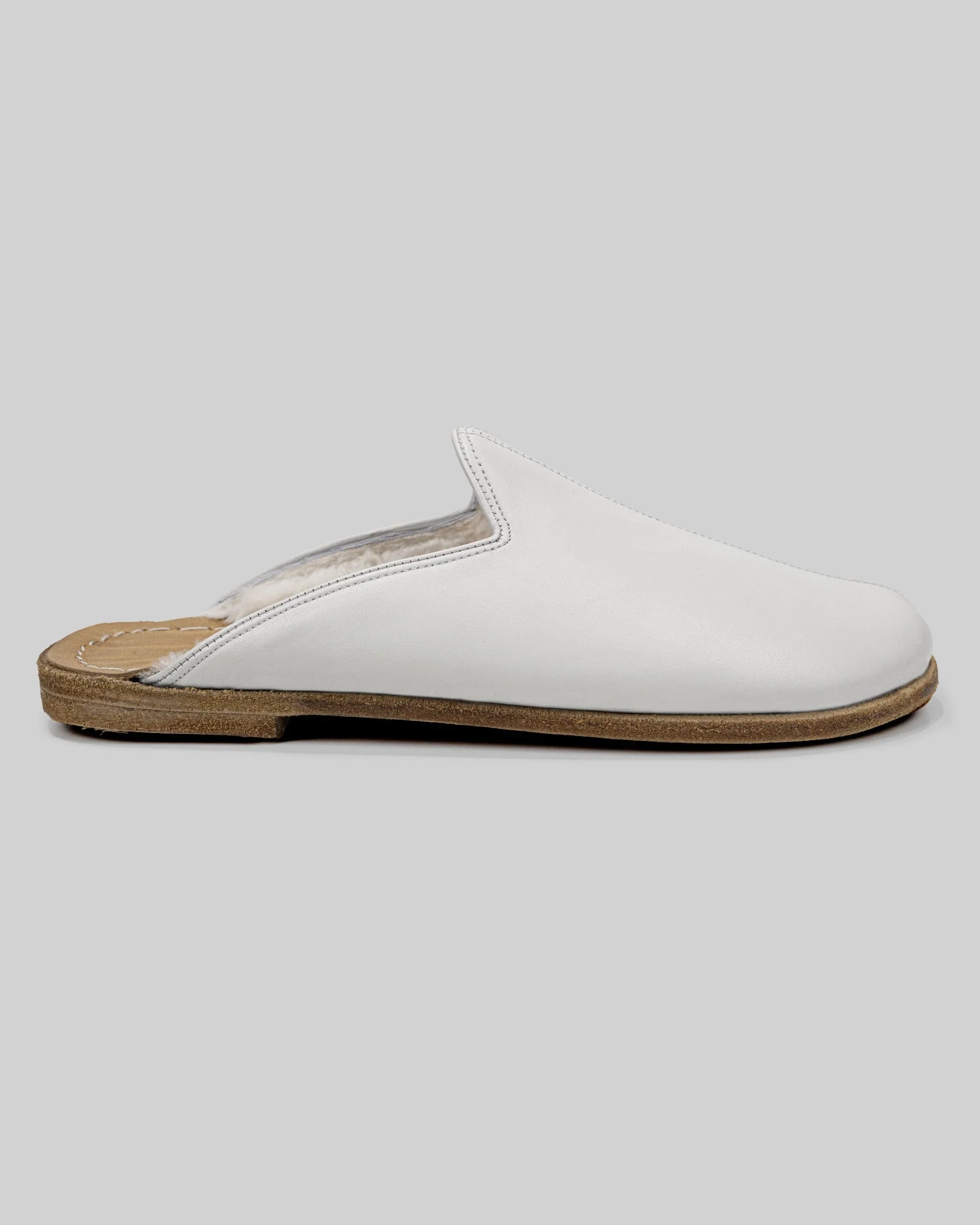 Sole detail White Shearling Slippers - Zero Drop Calf Leather | Bespoky