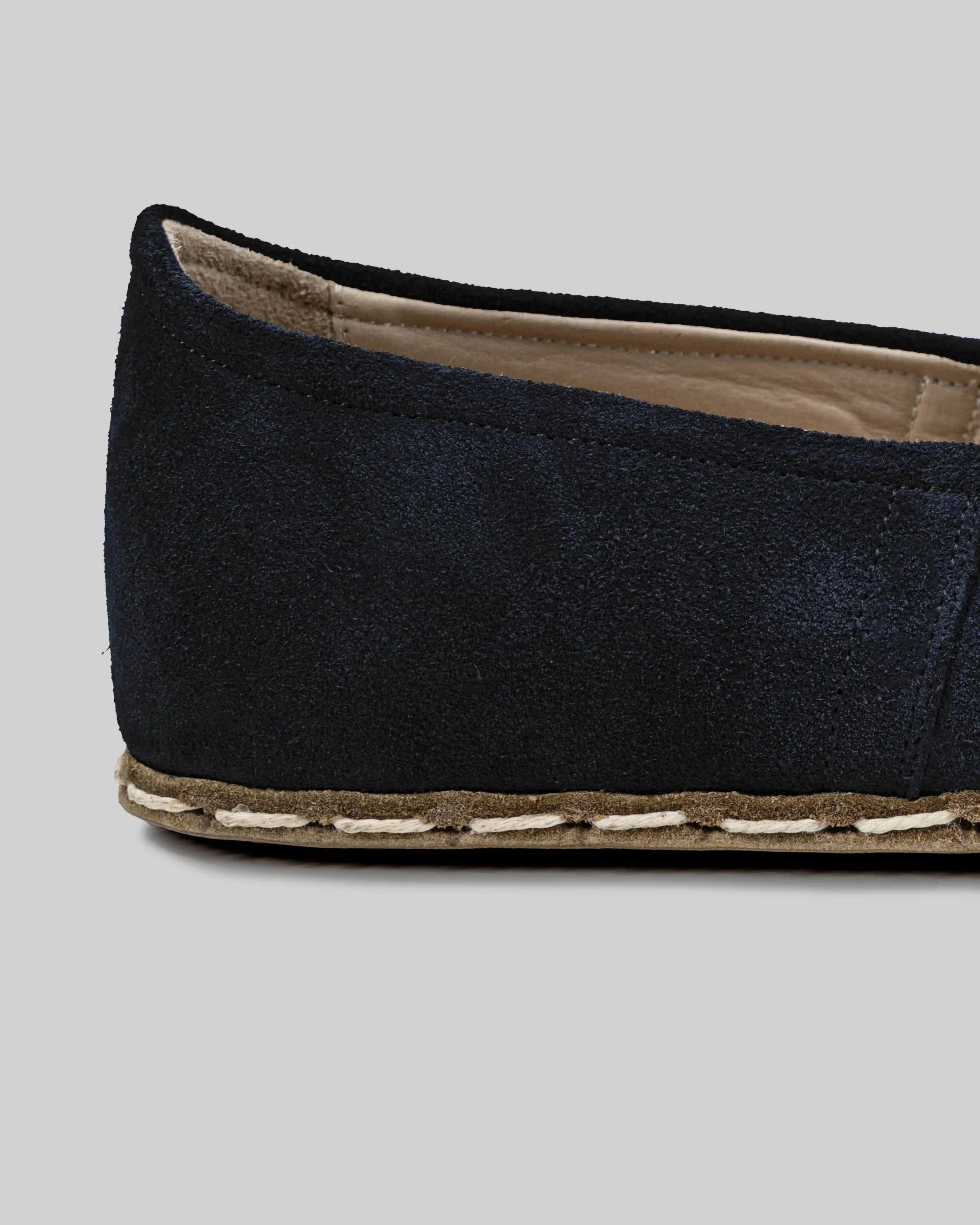 Top view Navy Suede Barefoot Yemeni - Handcrafted Calf Leather | Bespoky