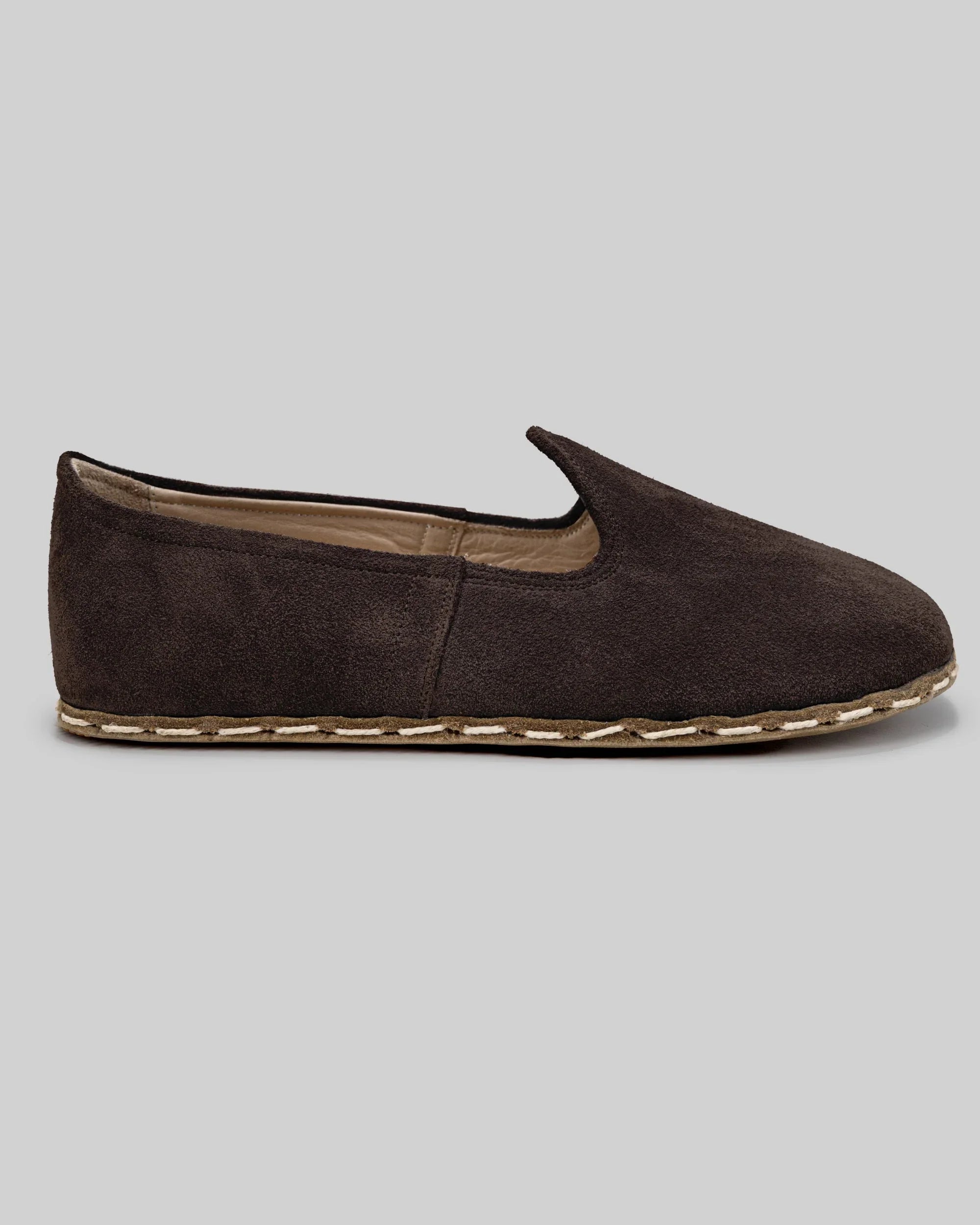 Pair Brown Suede Barefoot Yemeni - Barefoot Wide Toe Calf Leather | Bespoky