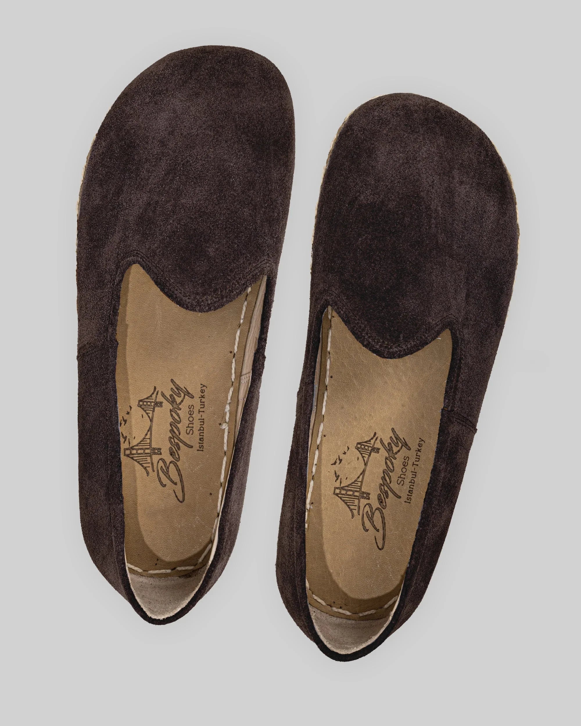 Side view Brown Suede Barefoot Yemeni - Calf Leather Zero Drop | Bespoky